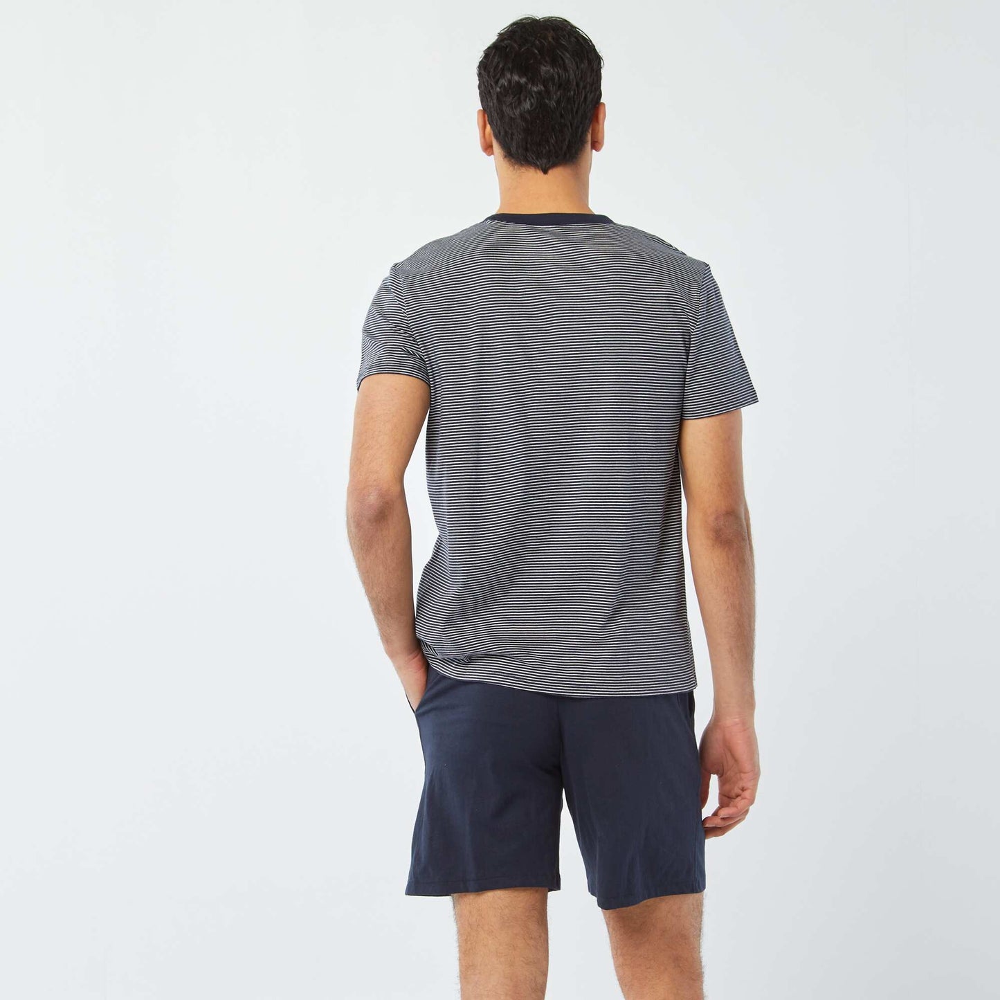 Pyjama court short + t-shirt - 2 poches BLEU