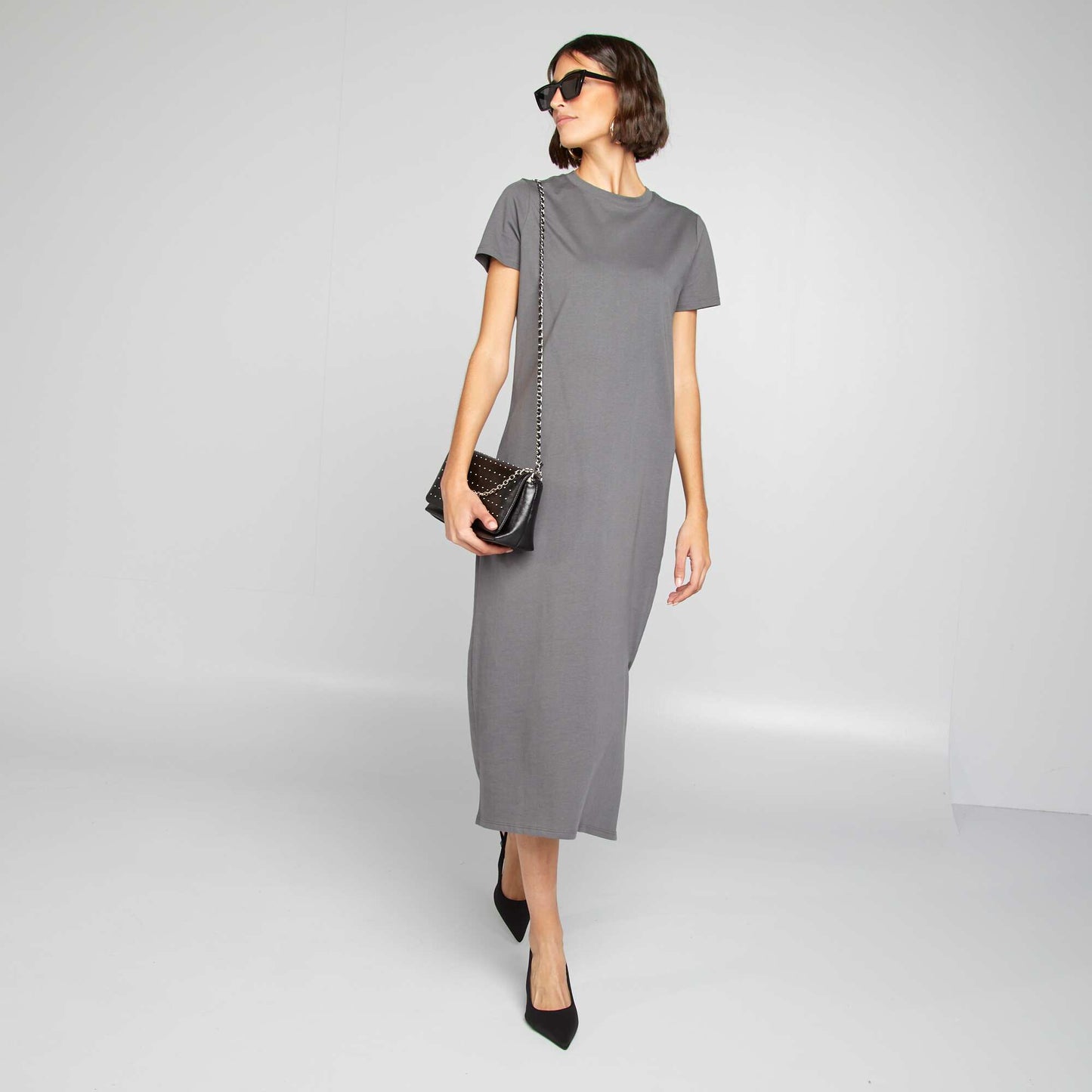 Robe t-shirt longue GRIS