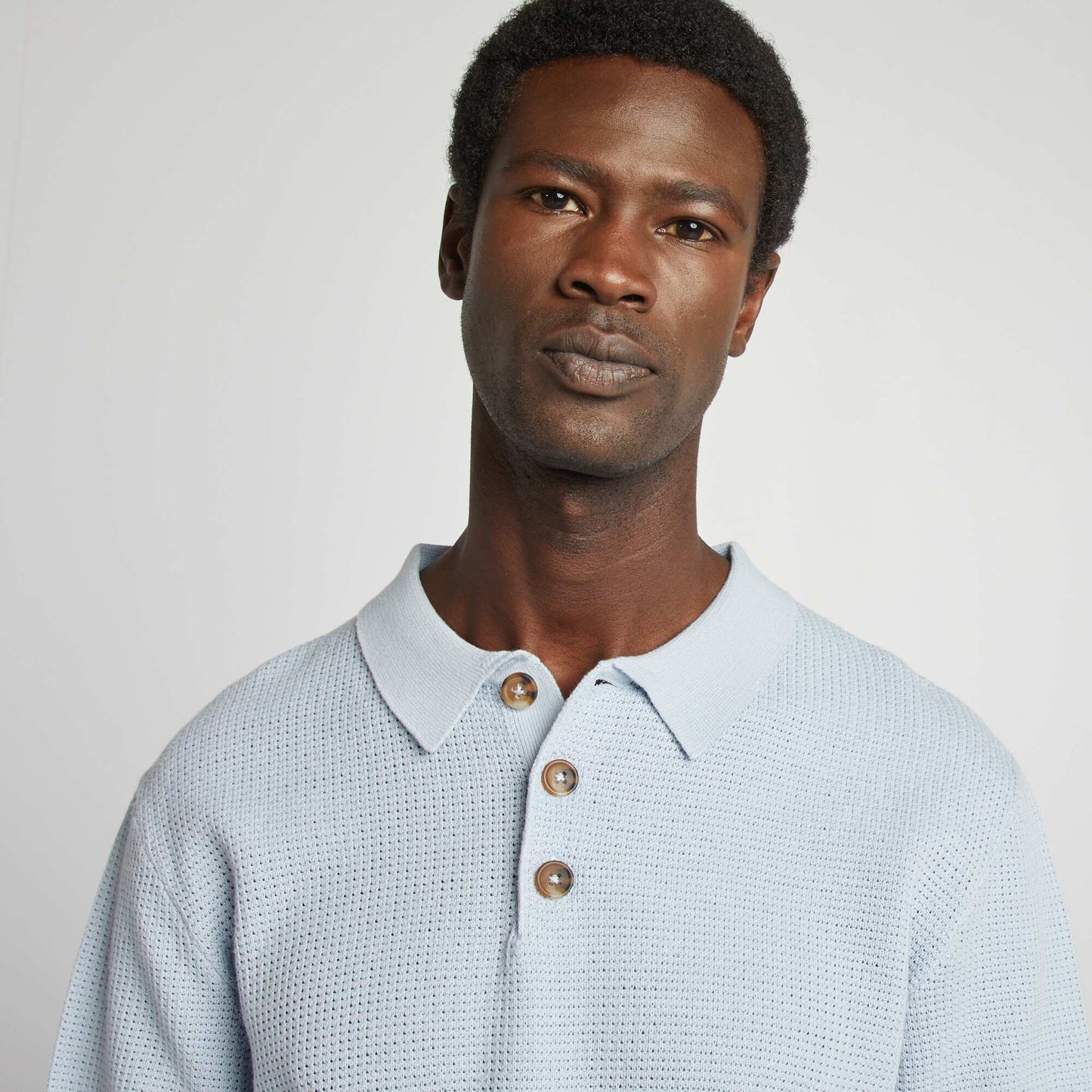 Polo en maille tricot BLEU CIEL