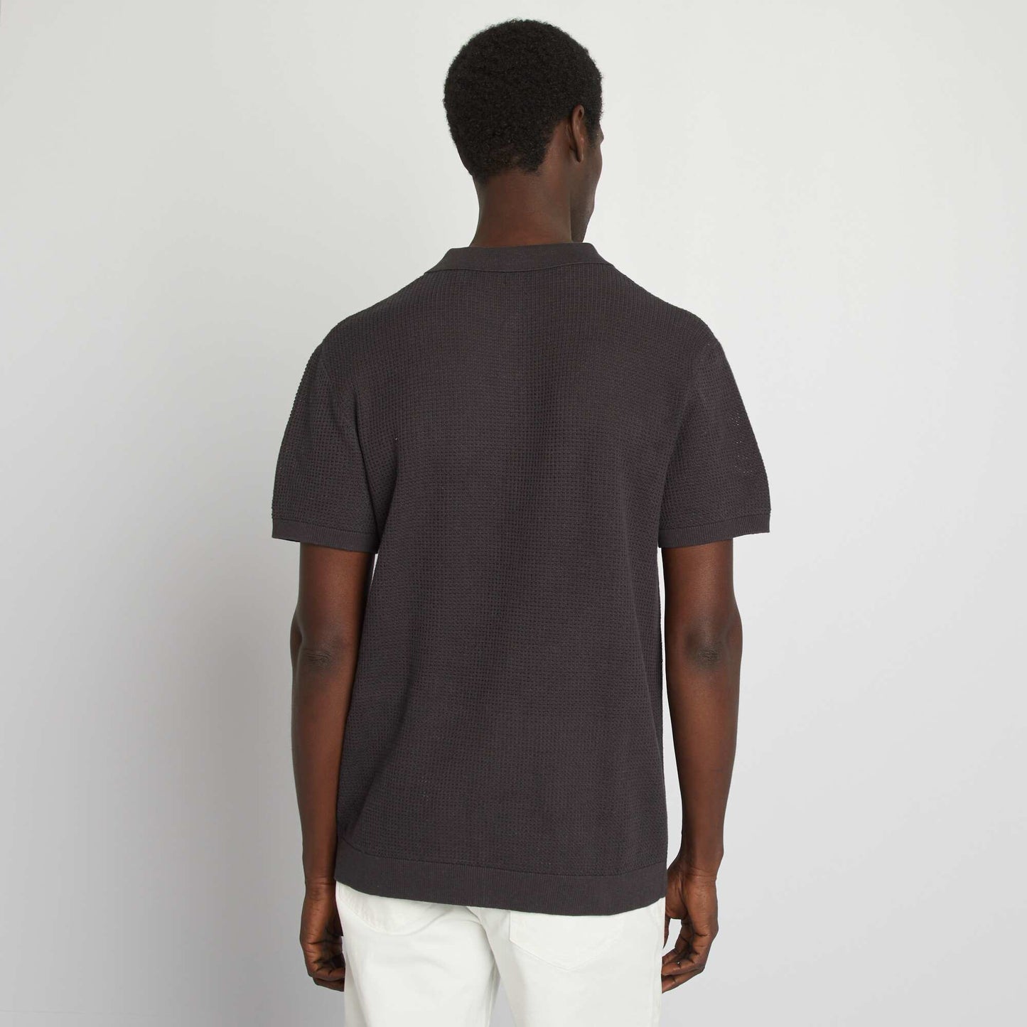 Polo en maille tricot BLEU MARINE