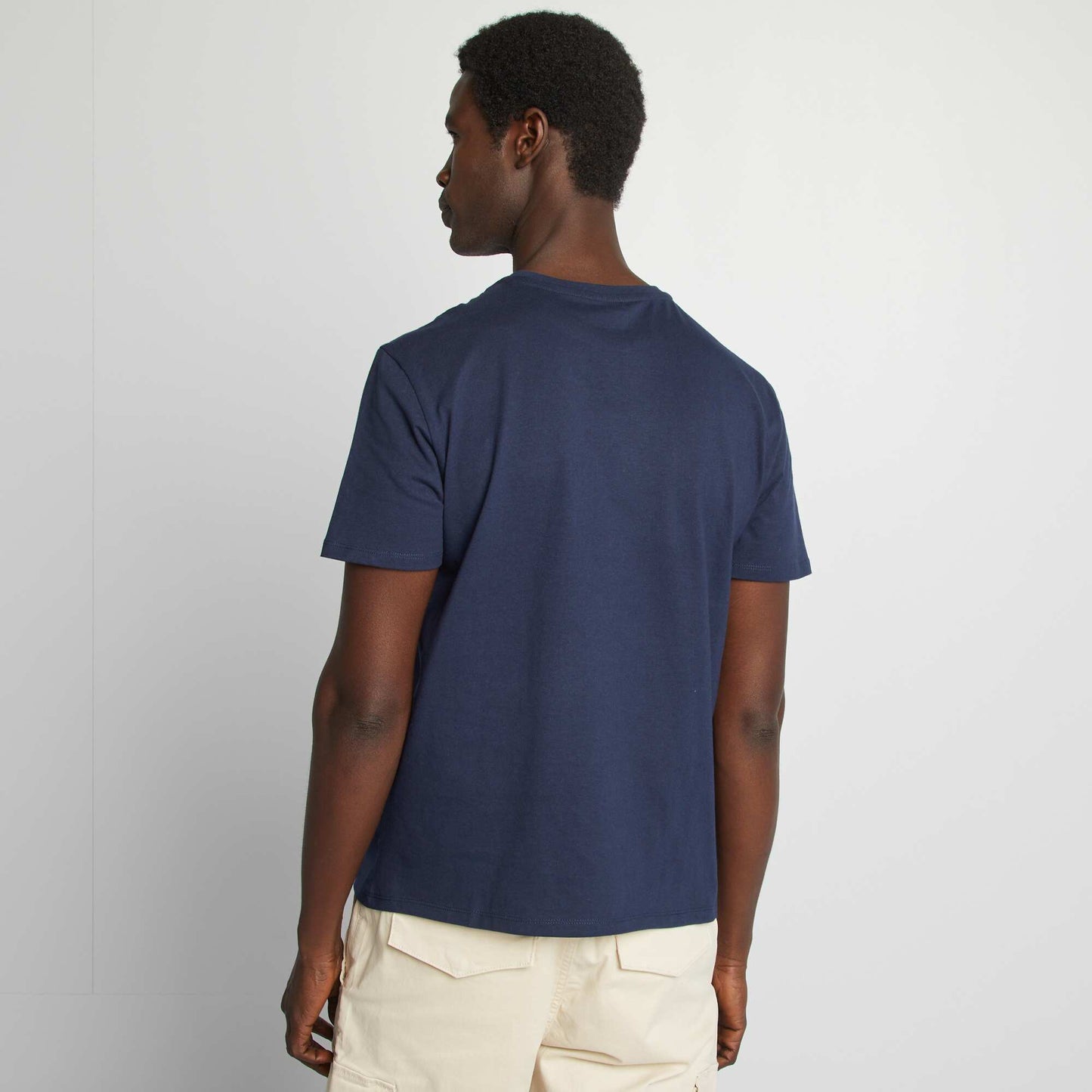 T-shirt manches courtes avec poche poitrine et broderie BLEU