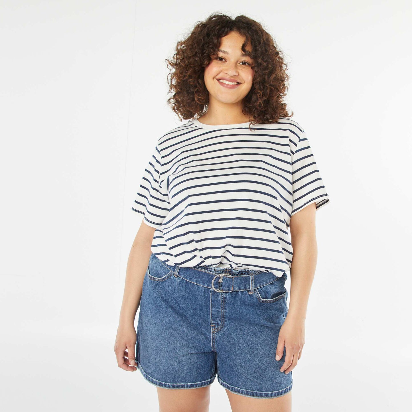 T-shirt à manches courtes avec imprimé BLANC RAYé