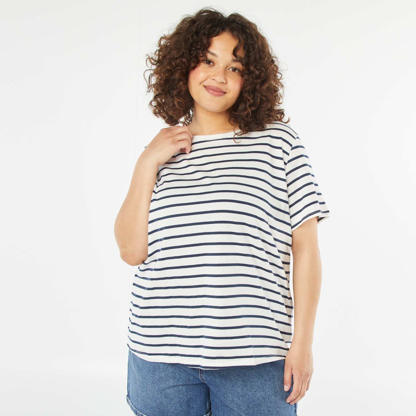 T-shirt à manches courtes avec imprimé BLANC RAYé