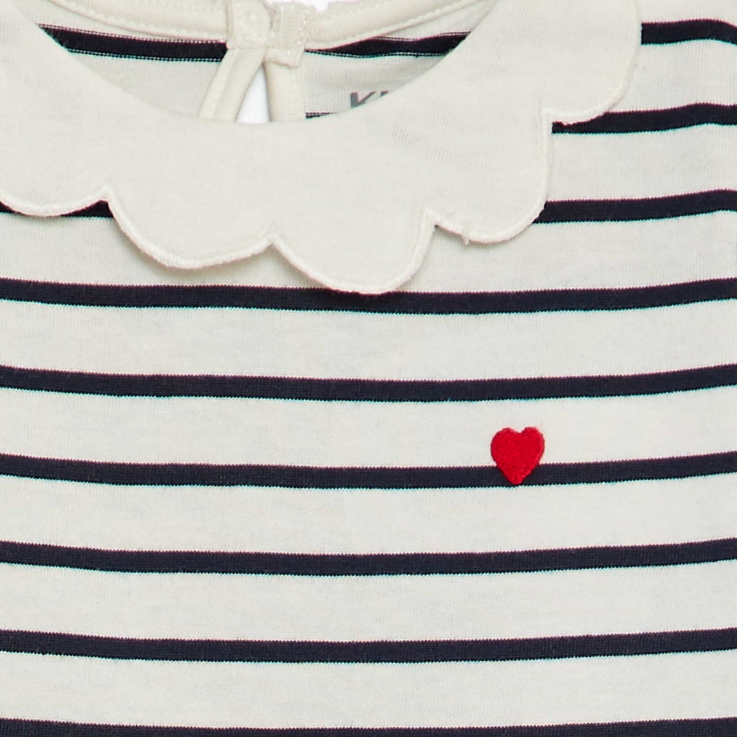 T-shirt avec collerette Blanc/bleu