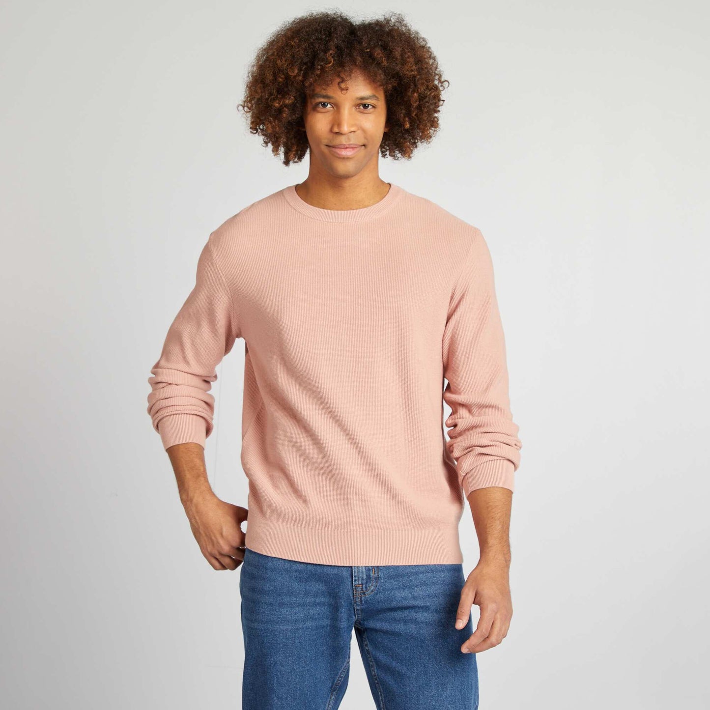 Pull en maille piquée col rond ROSE