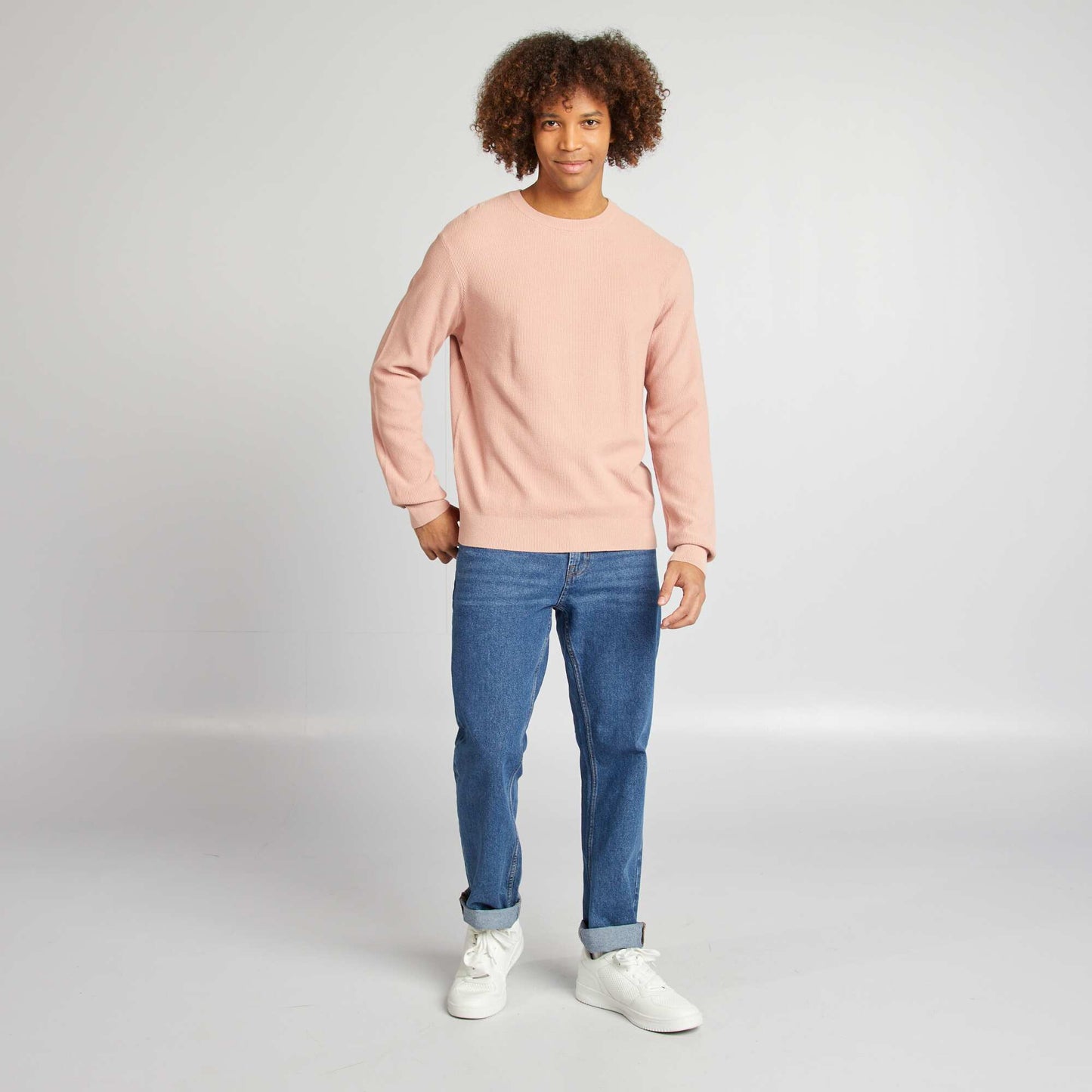 Pull en maille piquée col rond ROSE