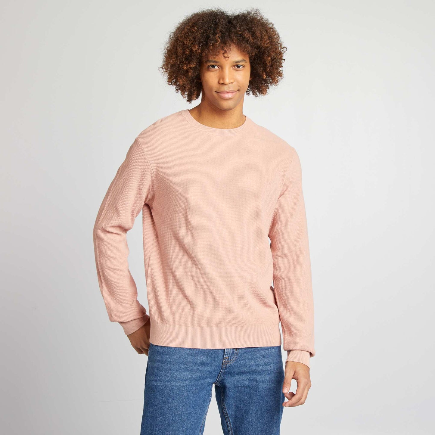 Pull en maille piquée col rond ROSE