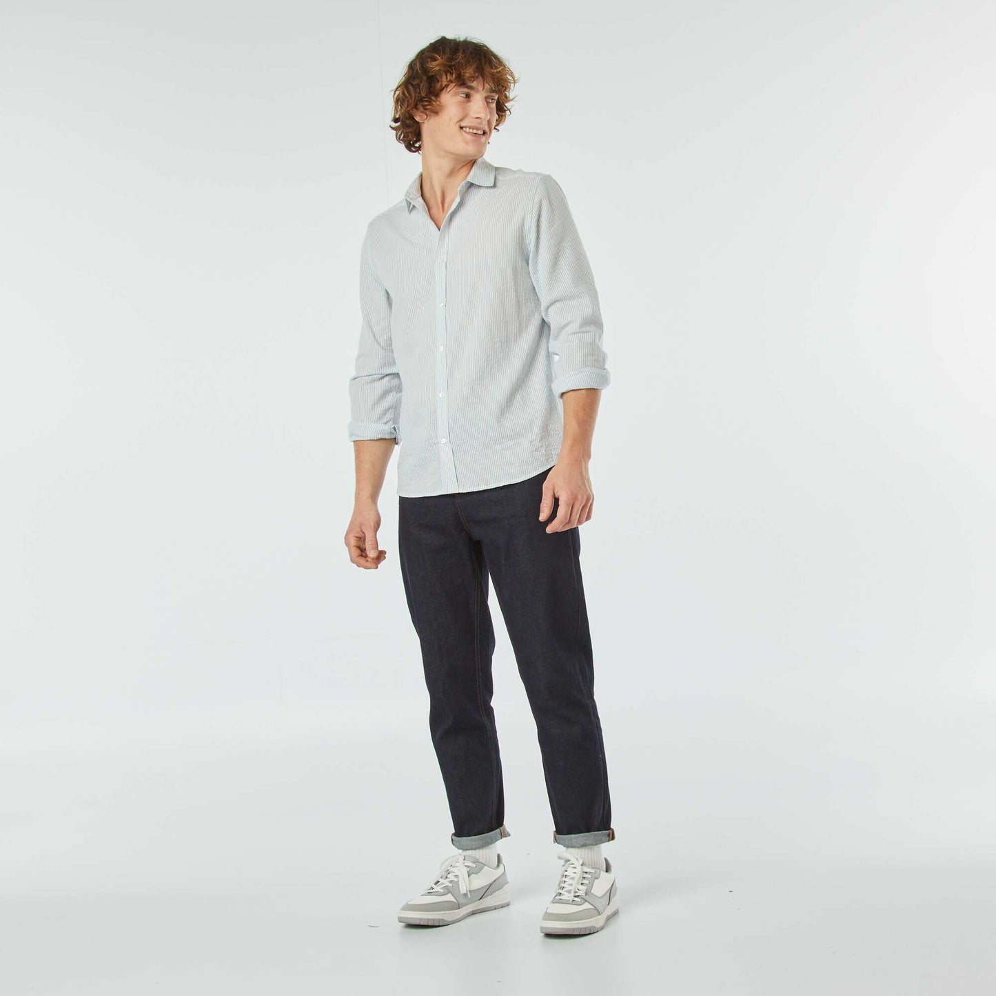 Chemise rayée en seersucker BLEU