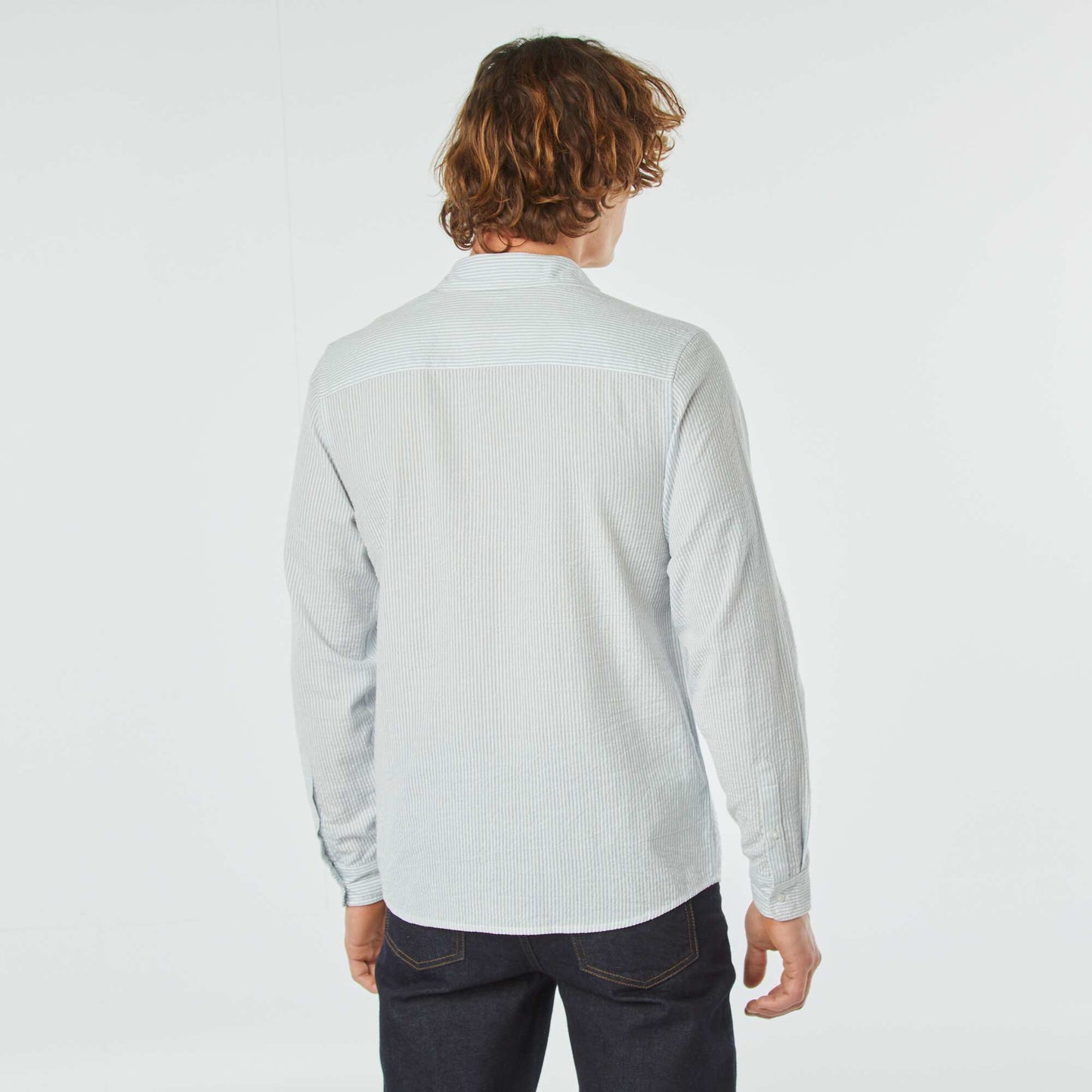 Chemise rayée en seersucker BLEU