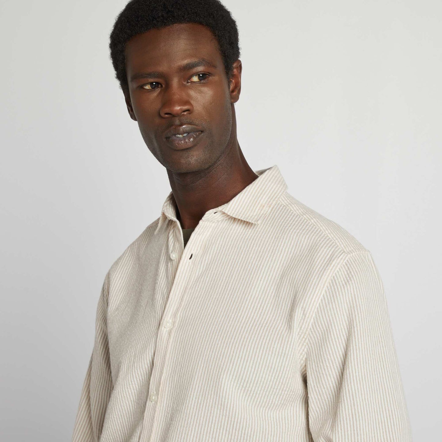 Chemise rayée en seersucker BEIGE