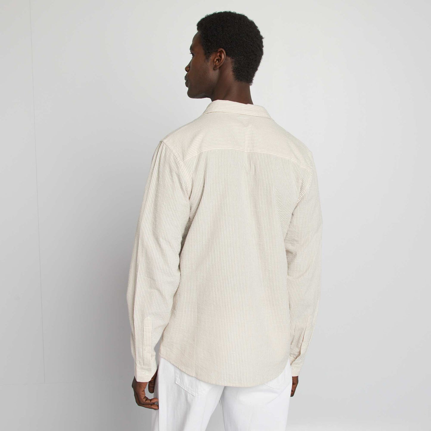 Chemise rayée en seersucker BEIGE