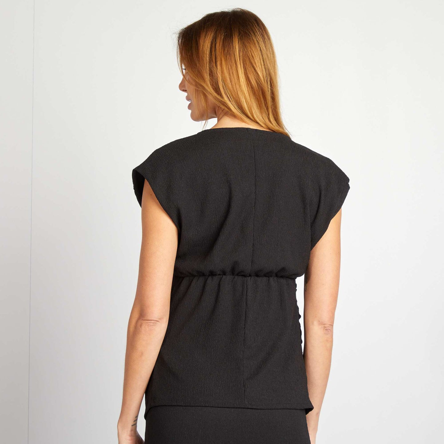 Top en maille crêpe NOIR
