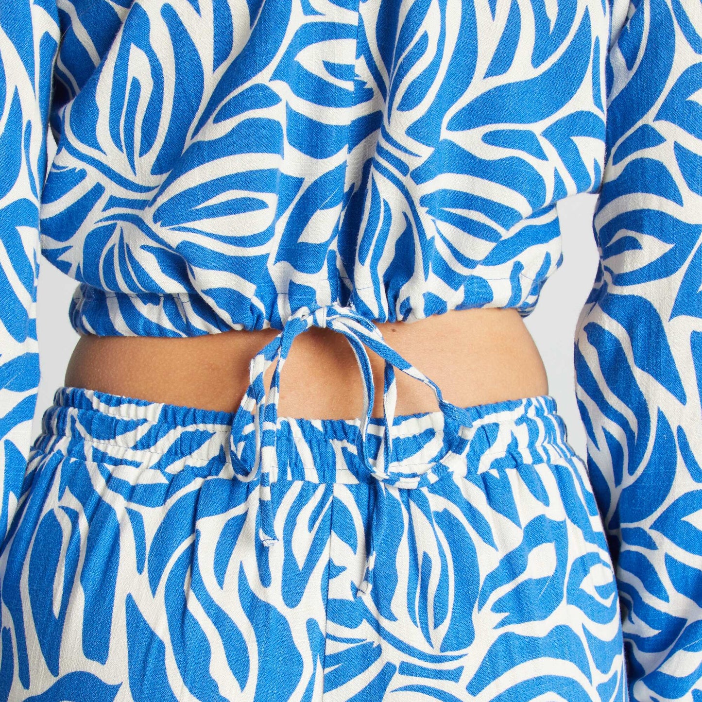 Blouse à manches longues et col rond avec imprimé BEIGE