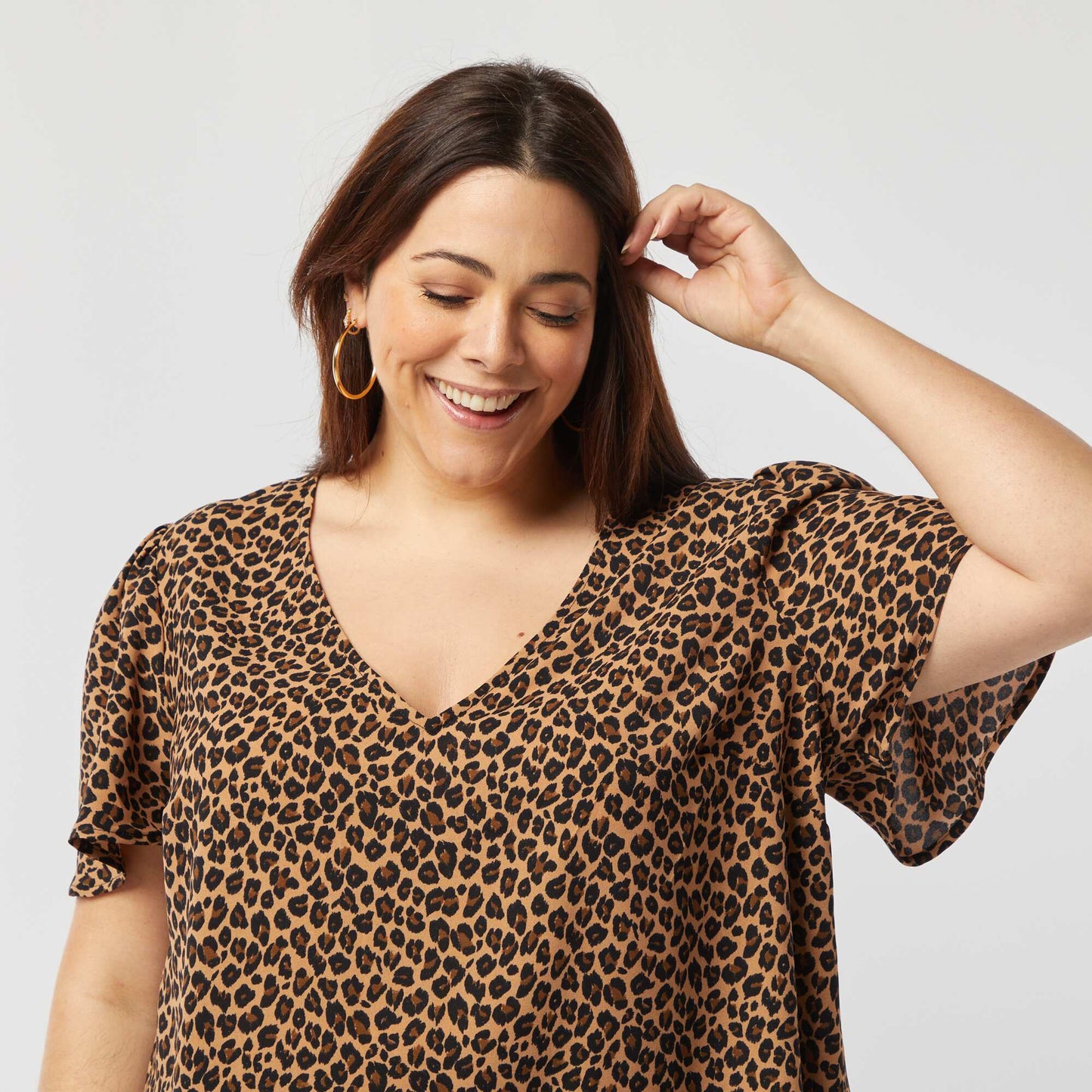 Blouse uni manches courtes BEIGE