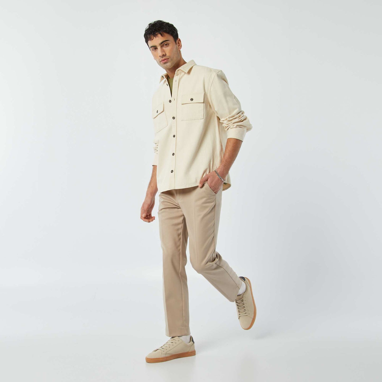 Surchemise en twill avec poches à rabat BLANC