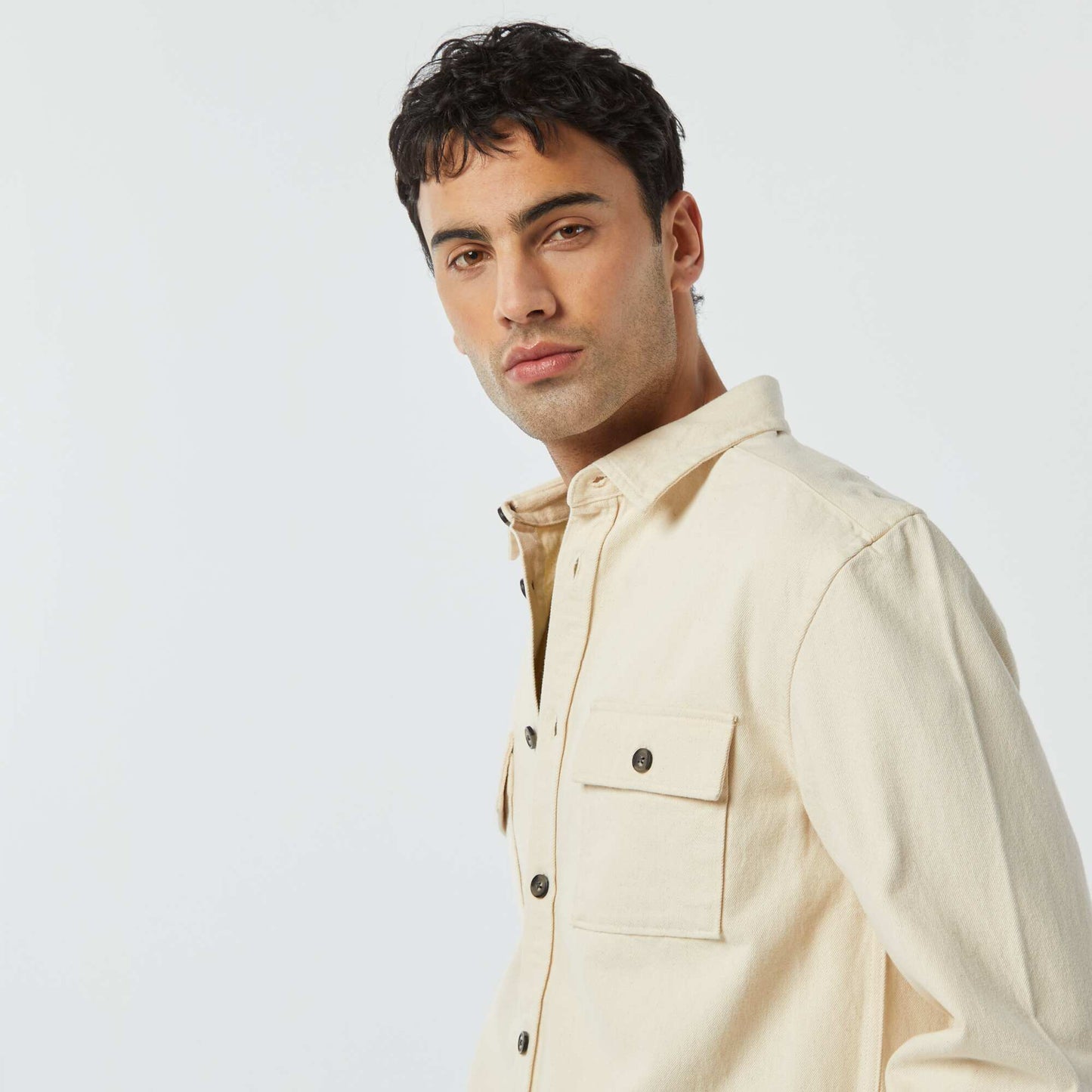 Surchemise en twill avec poches à rabat BLANC
