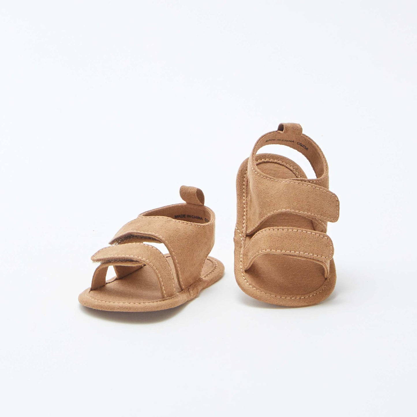 Sandales en toile à scratchs MARRON