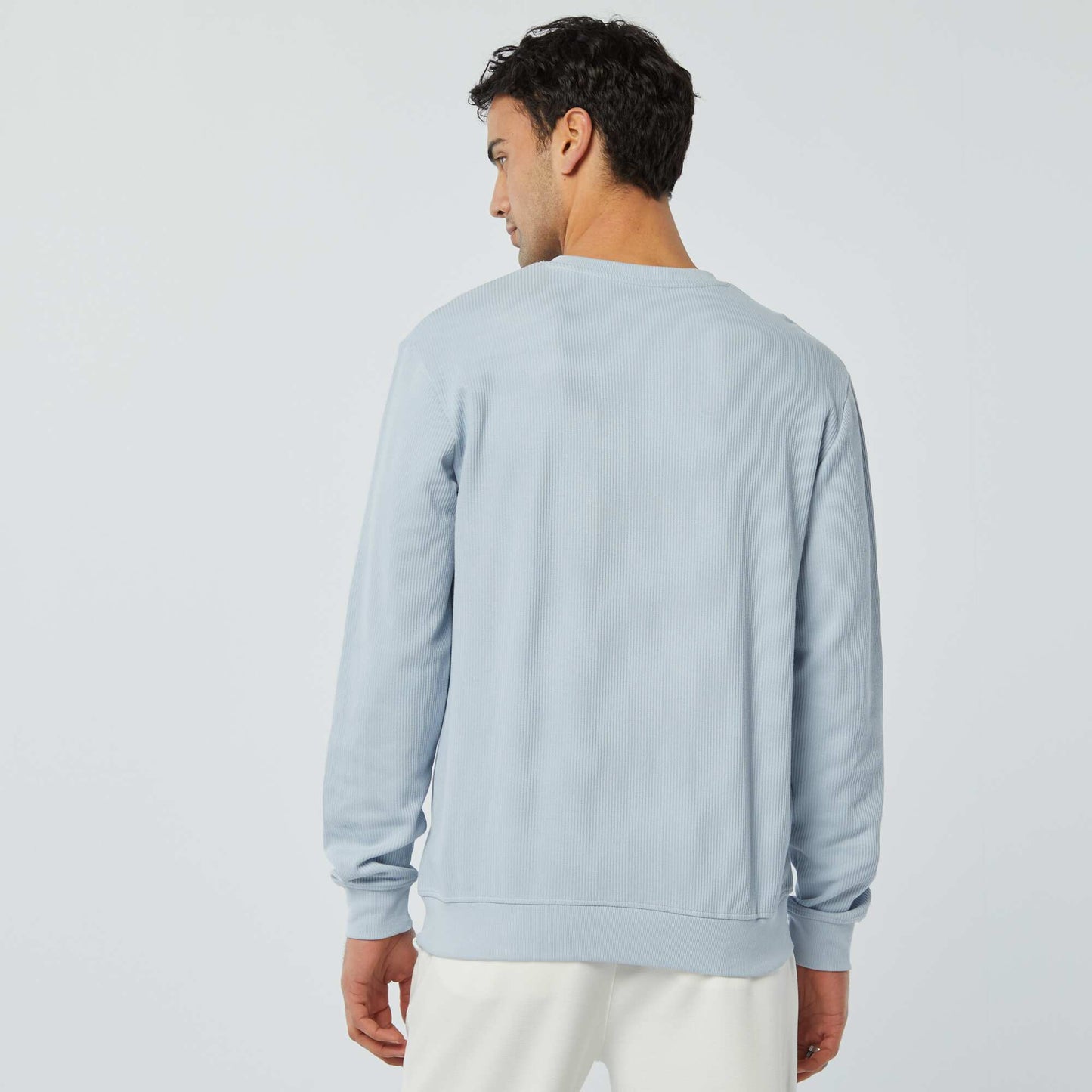 Pull en maille piquée col rond BLEU