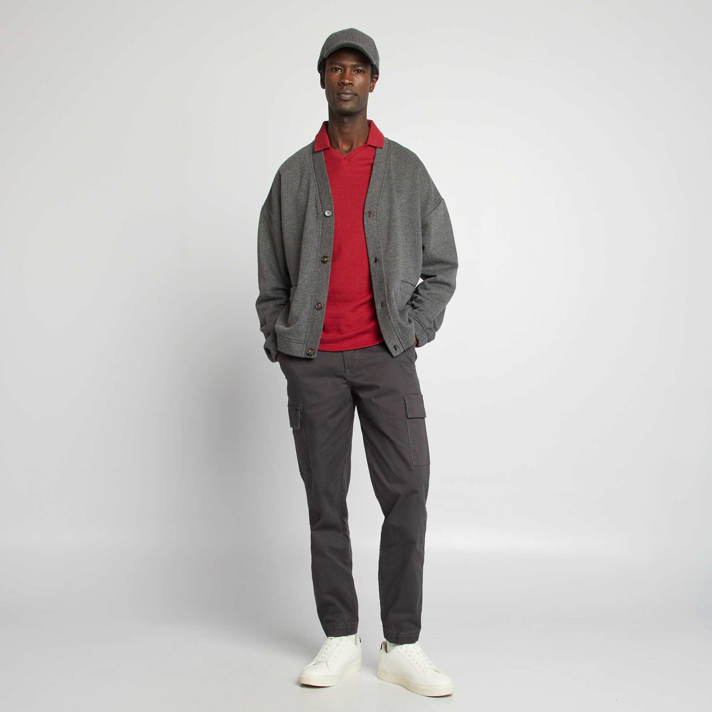 Gilet cardigan en maille chinée GRIS FONCé