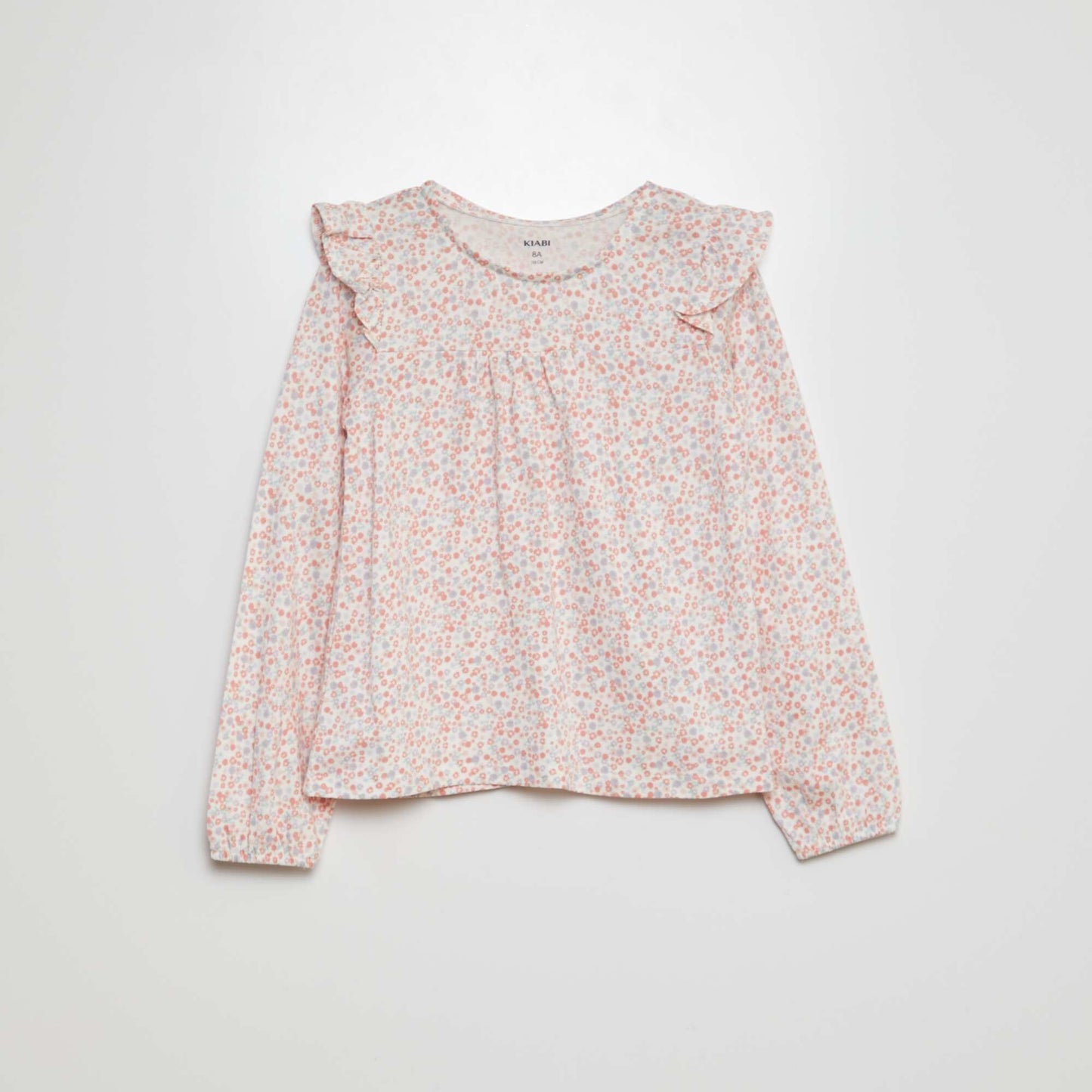 T-shirt avec épaules volantées Rose/bleu