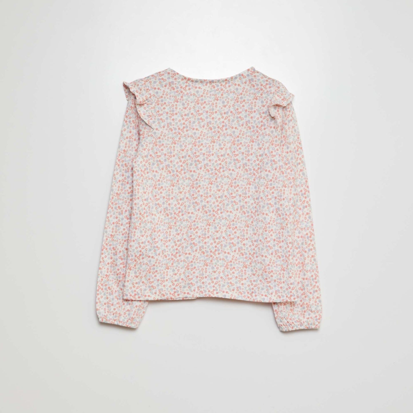 T-shirt avec épaules volantées Rose/bleu