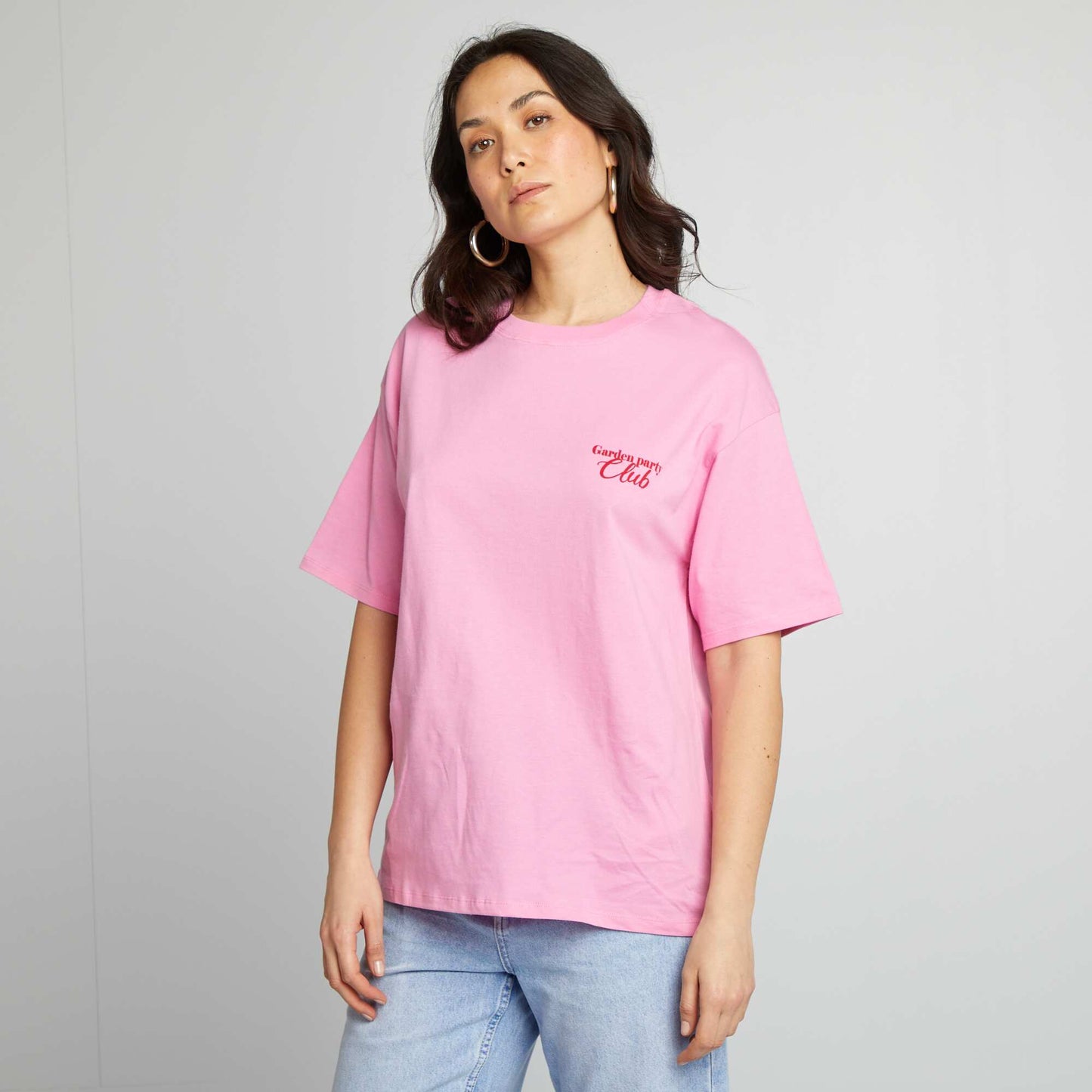 T-shirt en jersey manches courtes imprimé ROSE