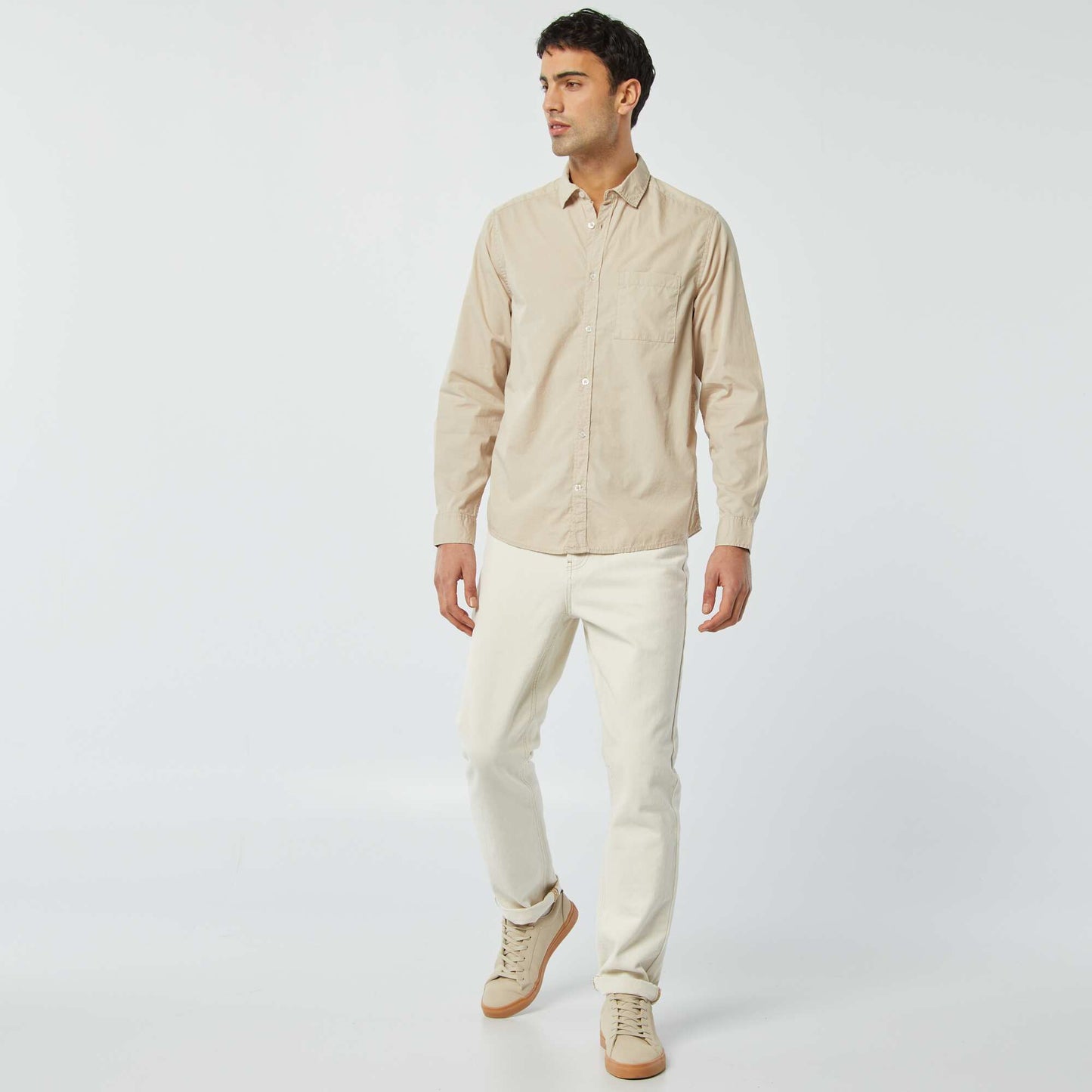 Chemise regular en popeline BEIGE