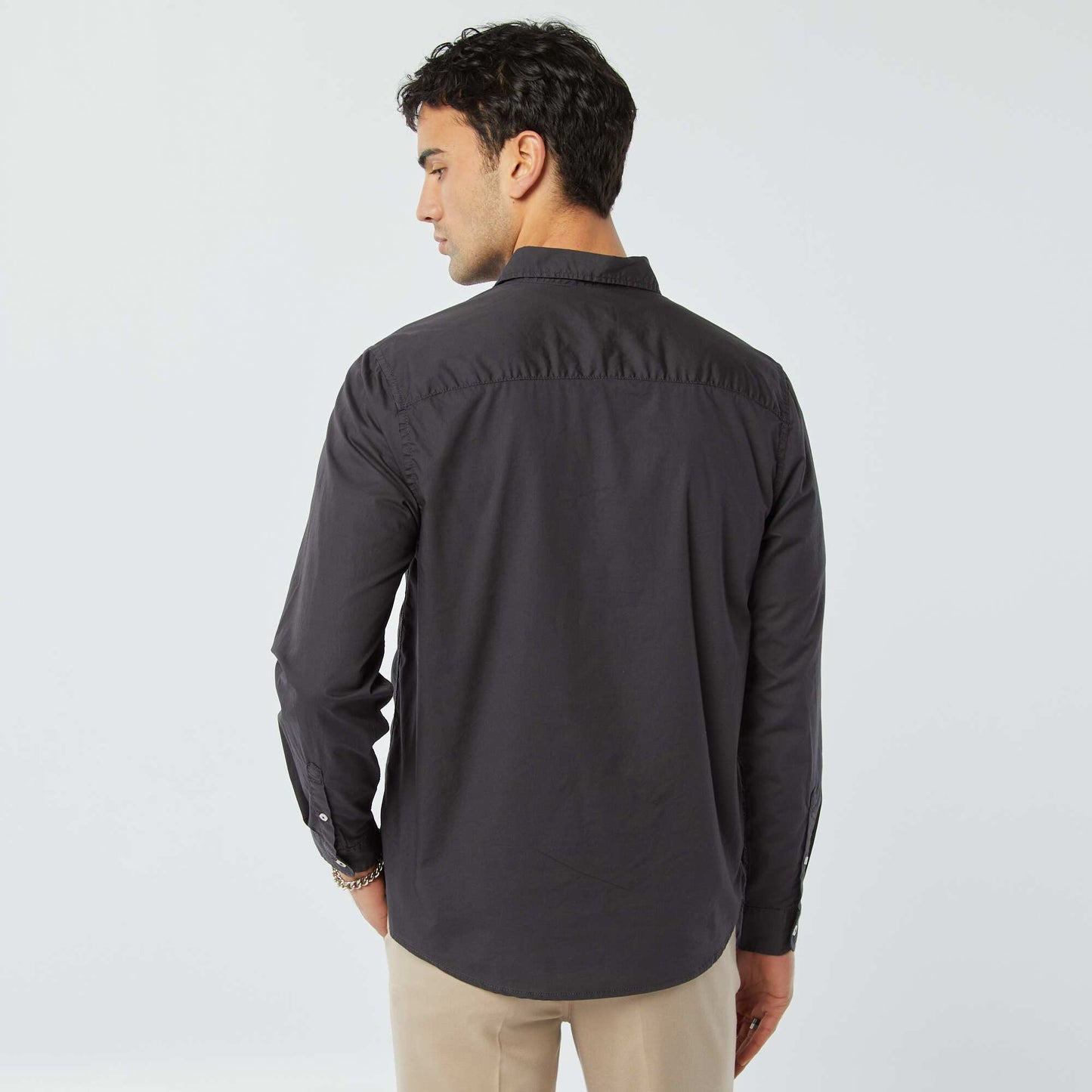 Chemise regular en popeline NOIR