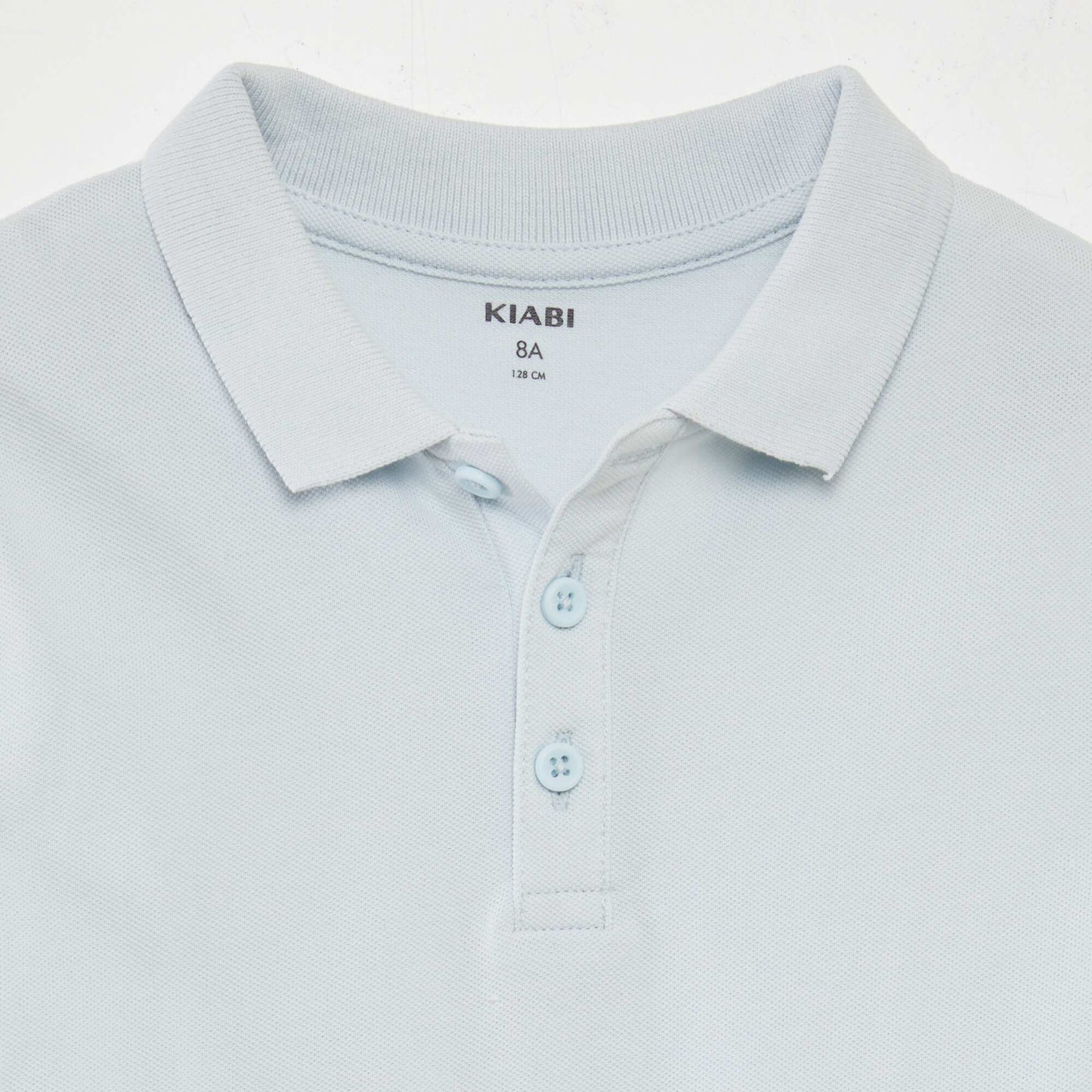 Polo uni en maille piquée Bleu ciel