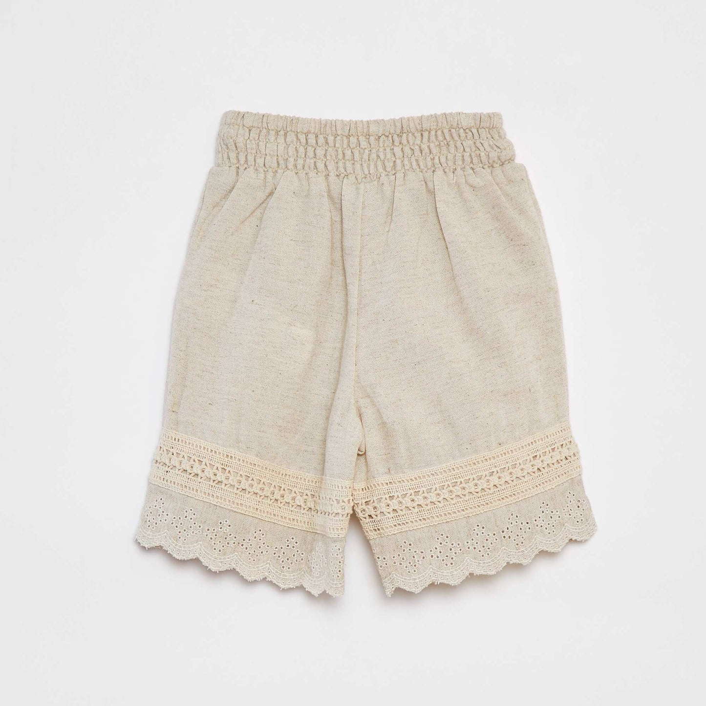 Pantalon avec détails brodés et en macramé BEIGE