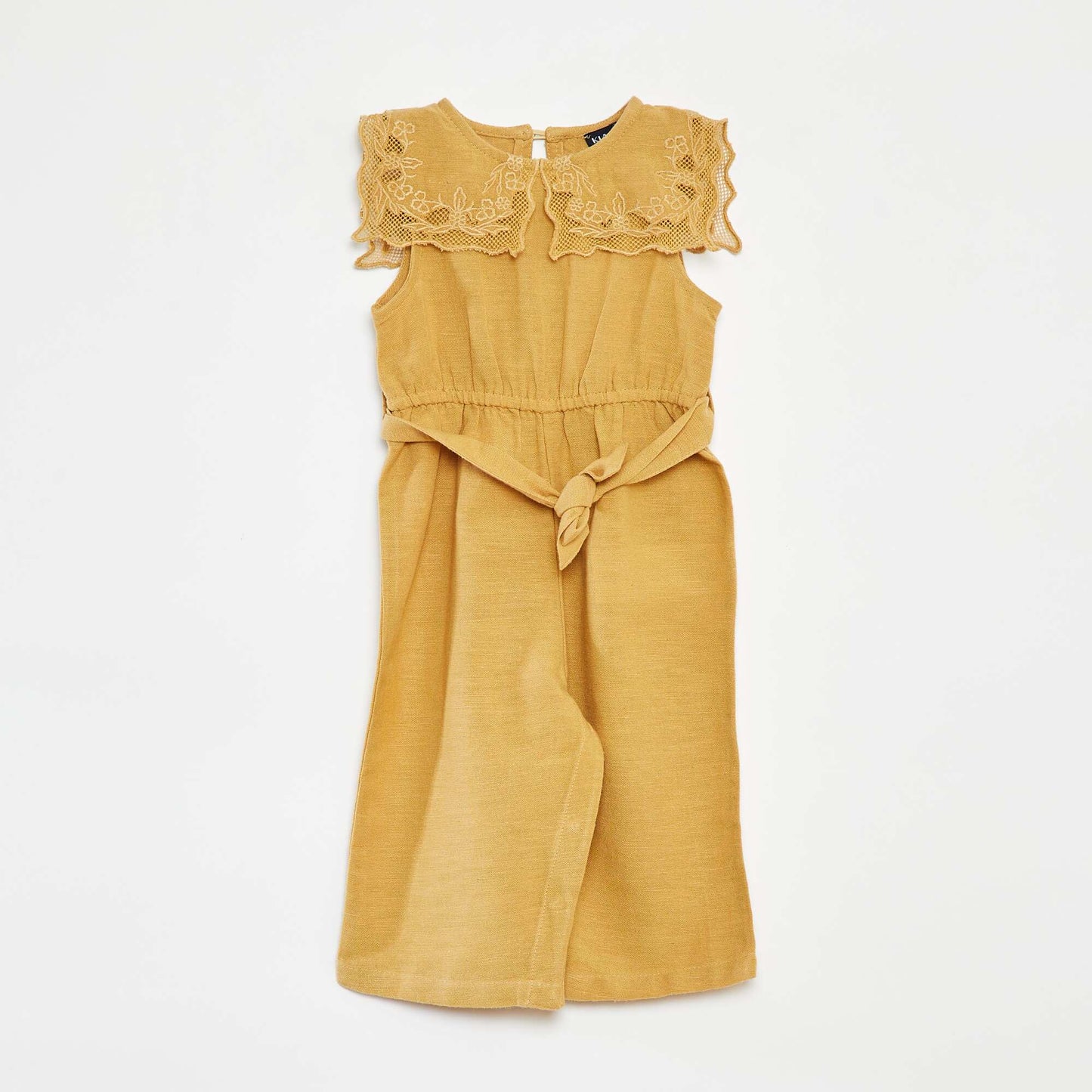 Combinaison longue avec col fantaisiste et ceinture BEIGE