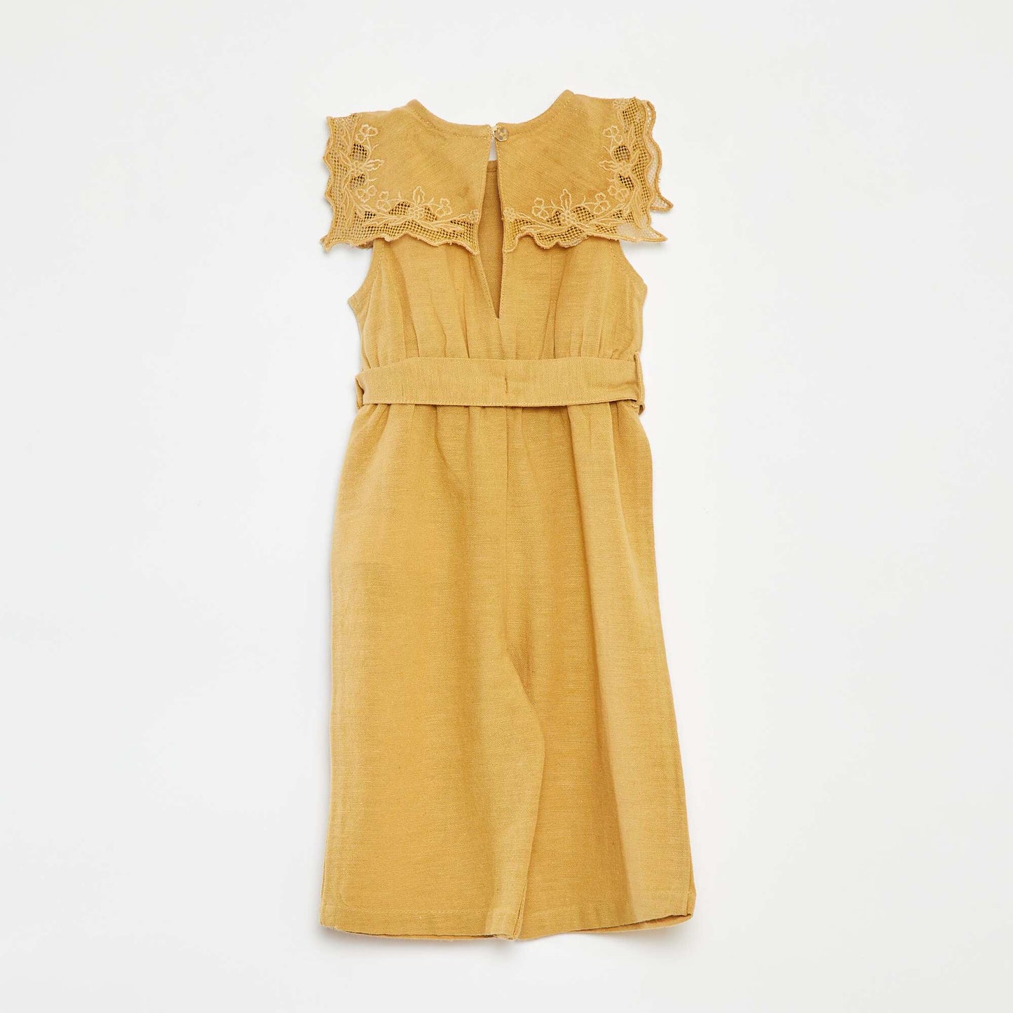 Combinaison longue avec col fantaisiste et ceinture BEIGE