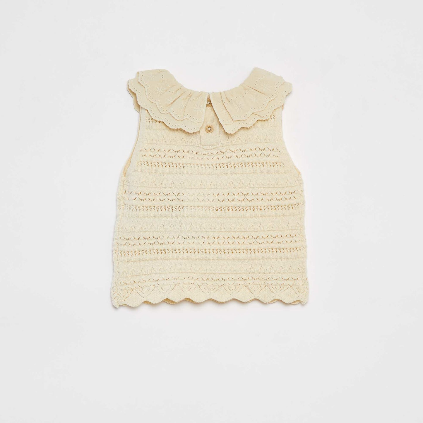 Pull sans manches en maille ajourée BLANC