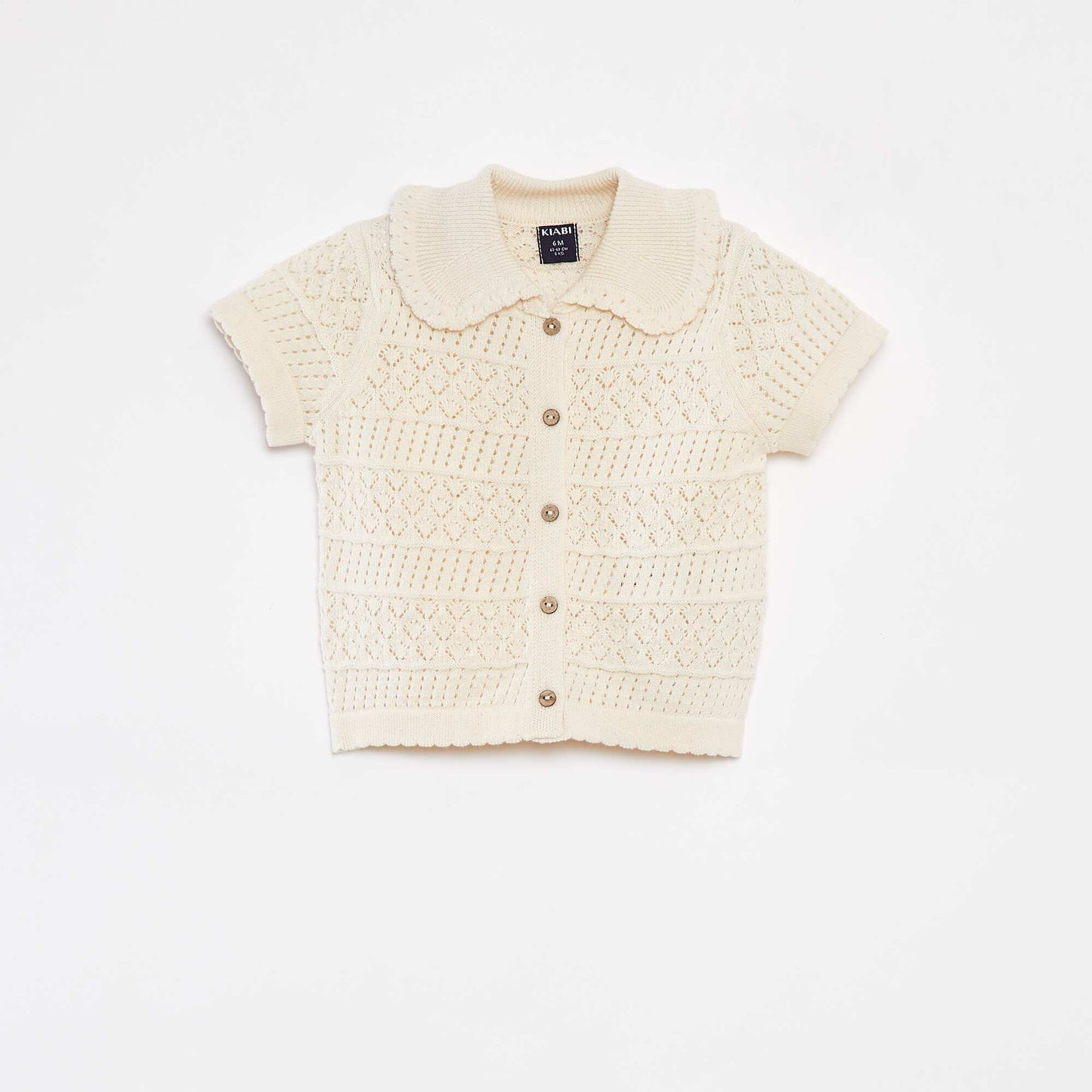 Gilet à manches courtes en maille ajourée BLANC