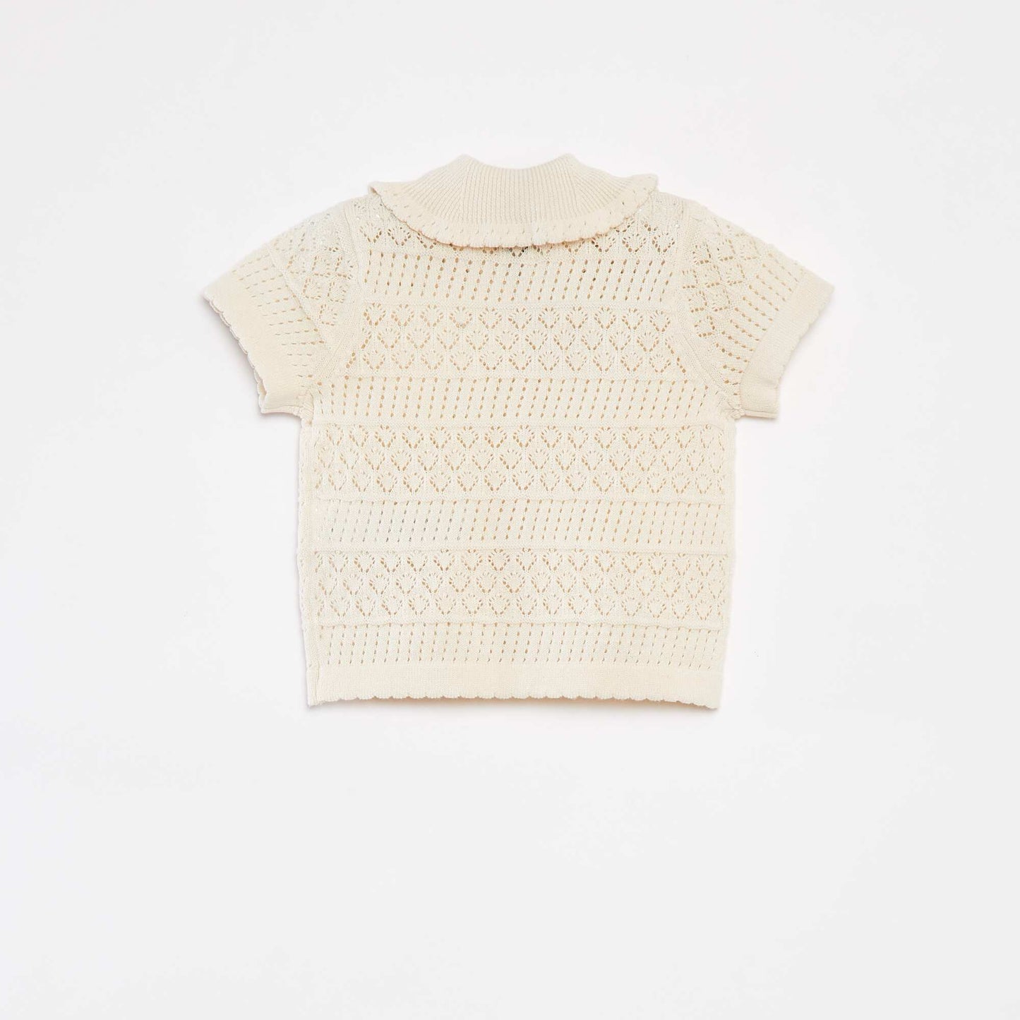 Gilet à manches courtes en maille ajourée BLANC