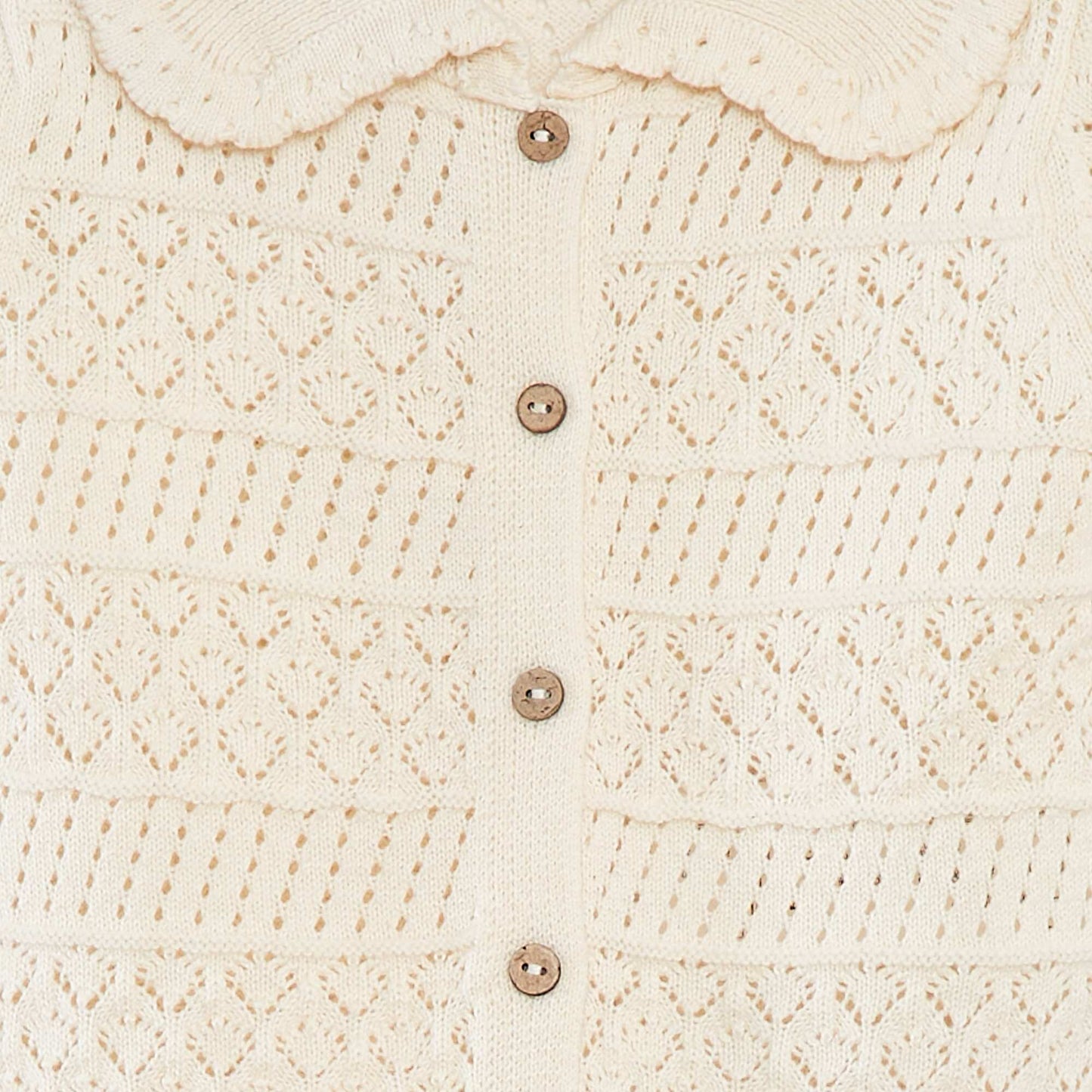 Gilet à manches courtes en maille ajourée BLANC