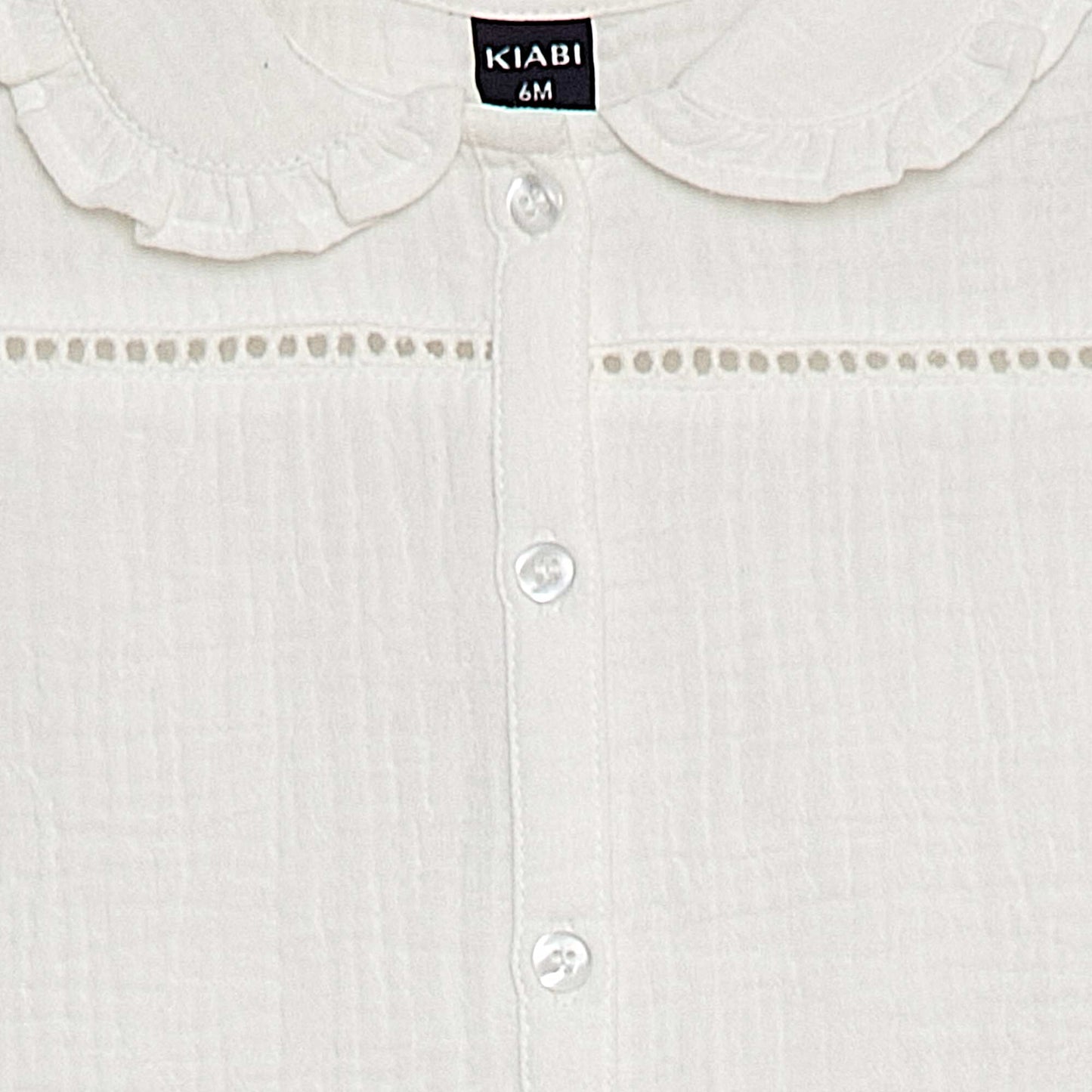 Blouse en gaze de coton avec col claudine BLANC