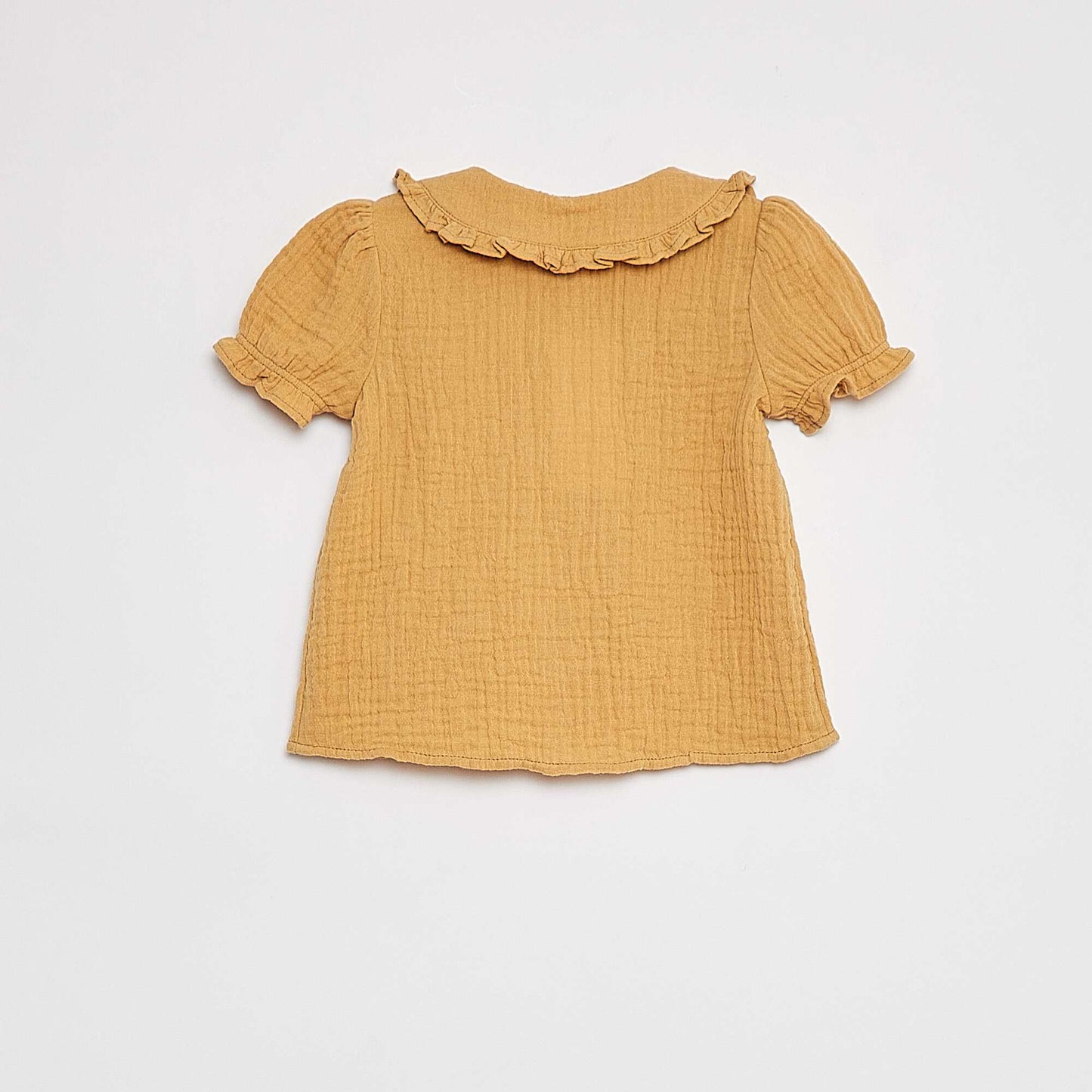Blouse en gaze de coton avec col claudine BEIGE