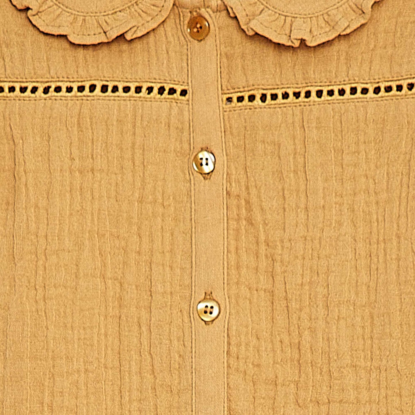 Blouse en gaze de coton avec col claudine BEIGE