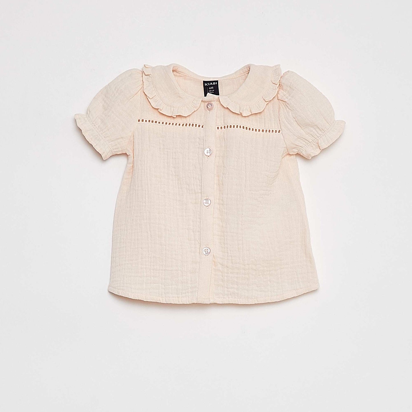 Blouse en gaze de coton avec col claudine ROSE
