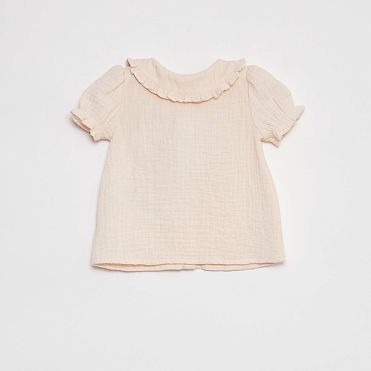 Blouse en gaze de coton avec col claudine ROSE