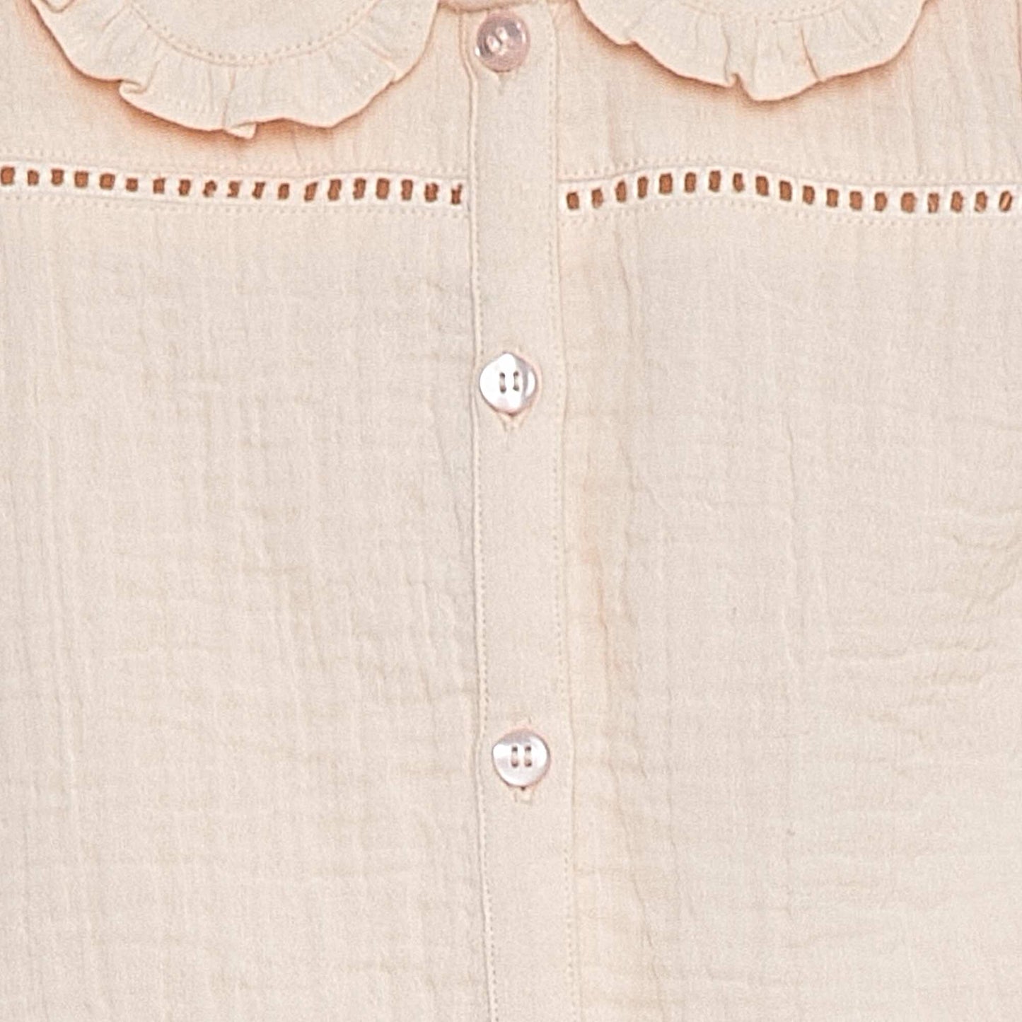 Blouse en gaze de coton avec col claudine ROSE