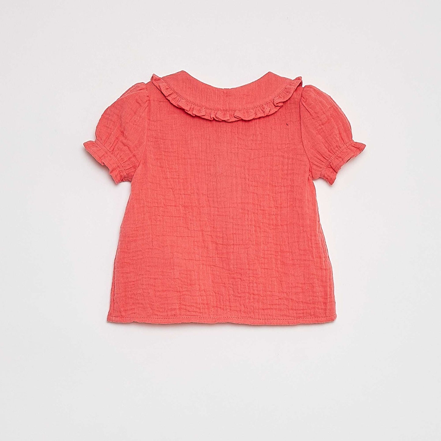 Blouse en gaze de coton avec col claudine ROSE