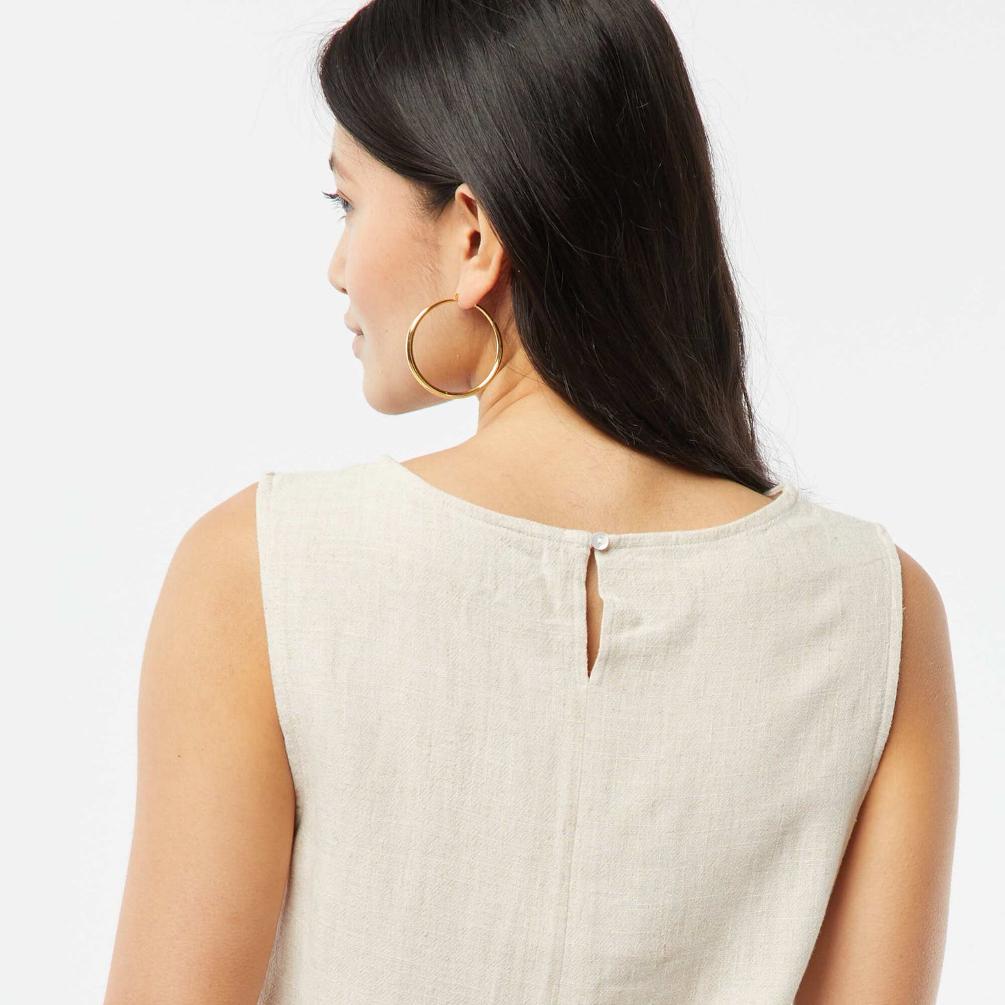 Blouse crop en lin mélangé BLANC