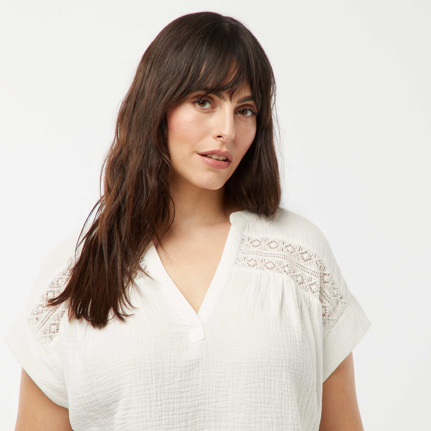 Blouse en double gaze de coton BLANC