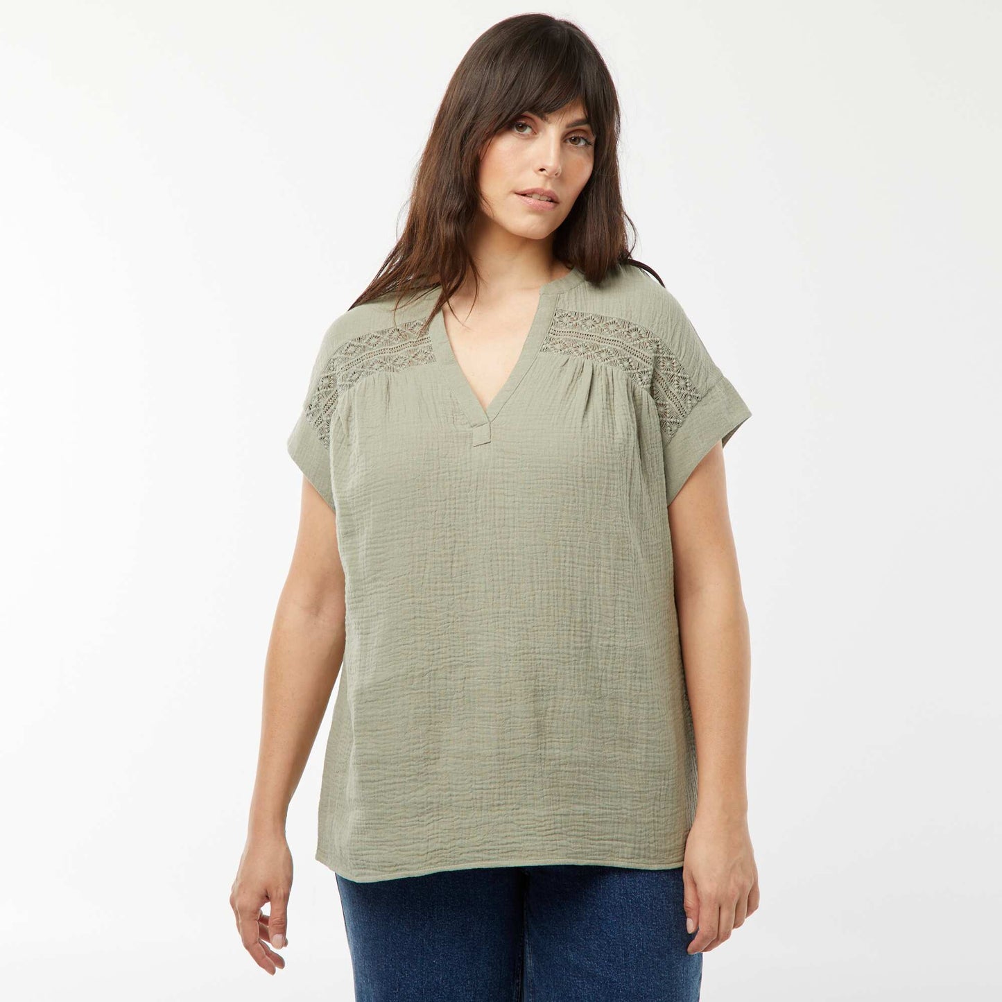 Blouse en double gaze de coton VERT