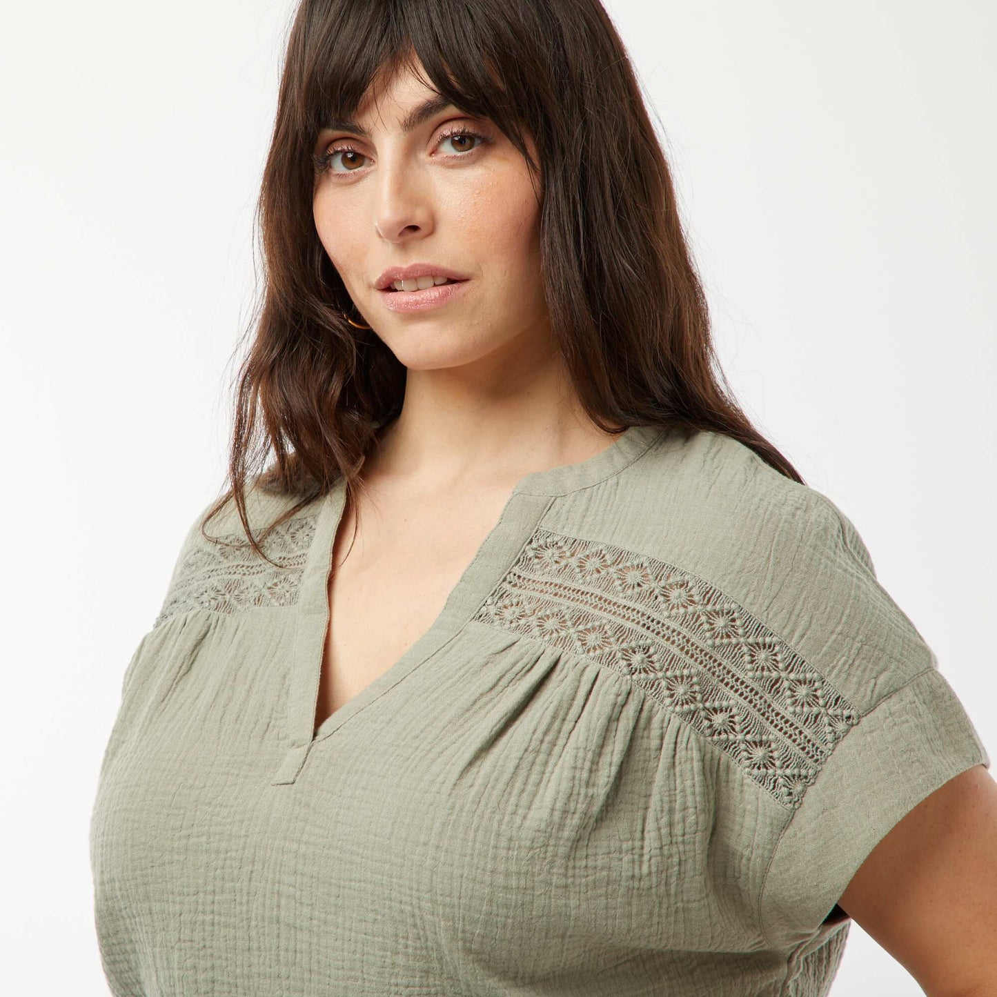 Blouse en double gaze de coton VERT