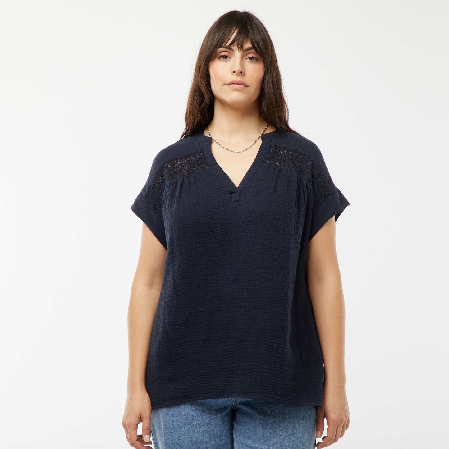 Blouse en double gaze de coton BLEU