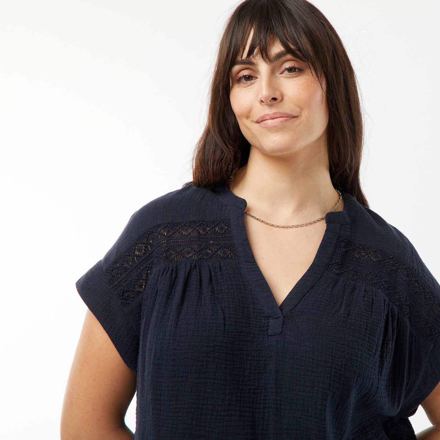 Blouse en double gaze de coton BLEU
