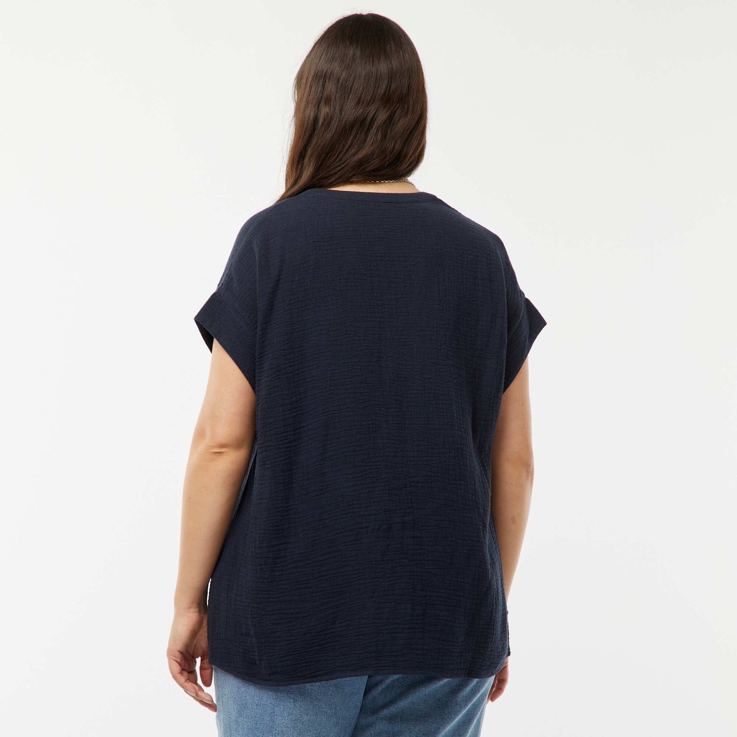 Blouse en double gaze de coton BLEU